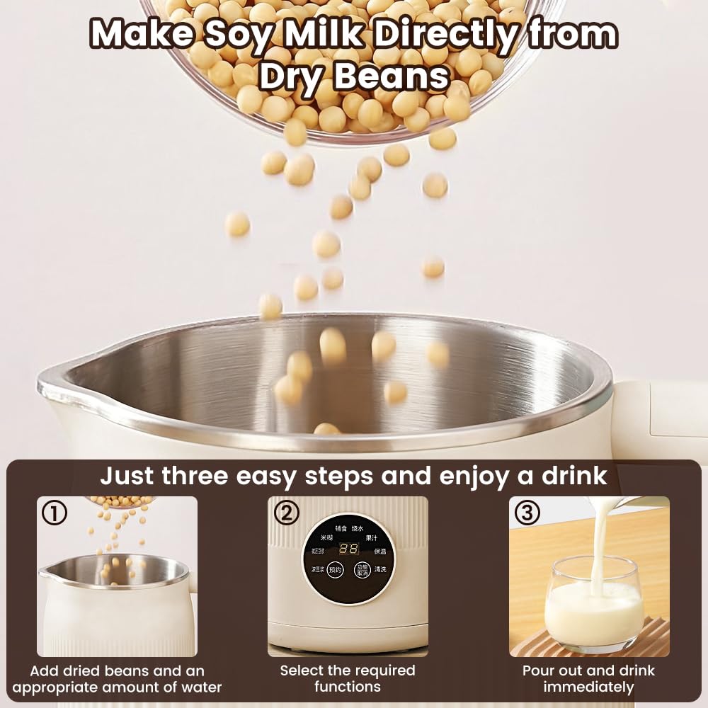 Dexmary 8 in 1 Nut Milk Maker Machine, 42 OZ(1.2L) Soy Milk Maker with 10 Blades, Plant-Based, Oat, Soy, and Dairy Free Beverage, Almond Milk Maker with LED Touch Screen, 18 Hours Timer, Auto-clean