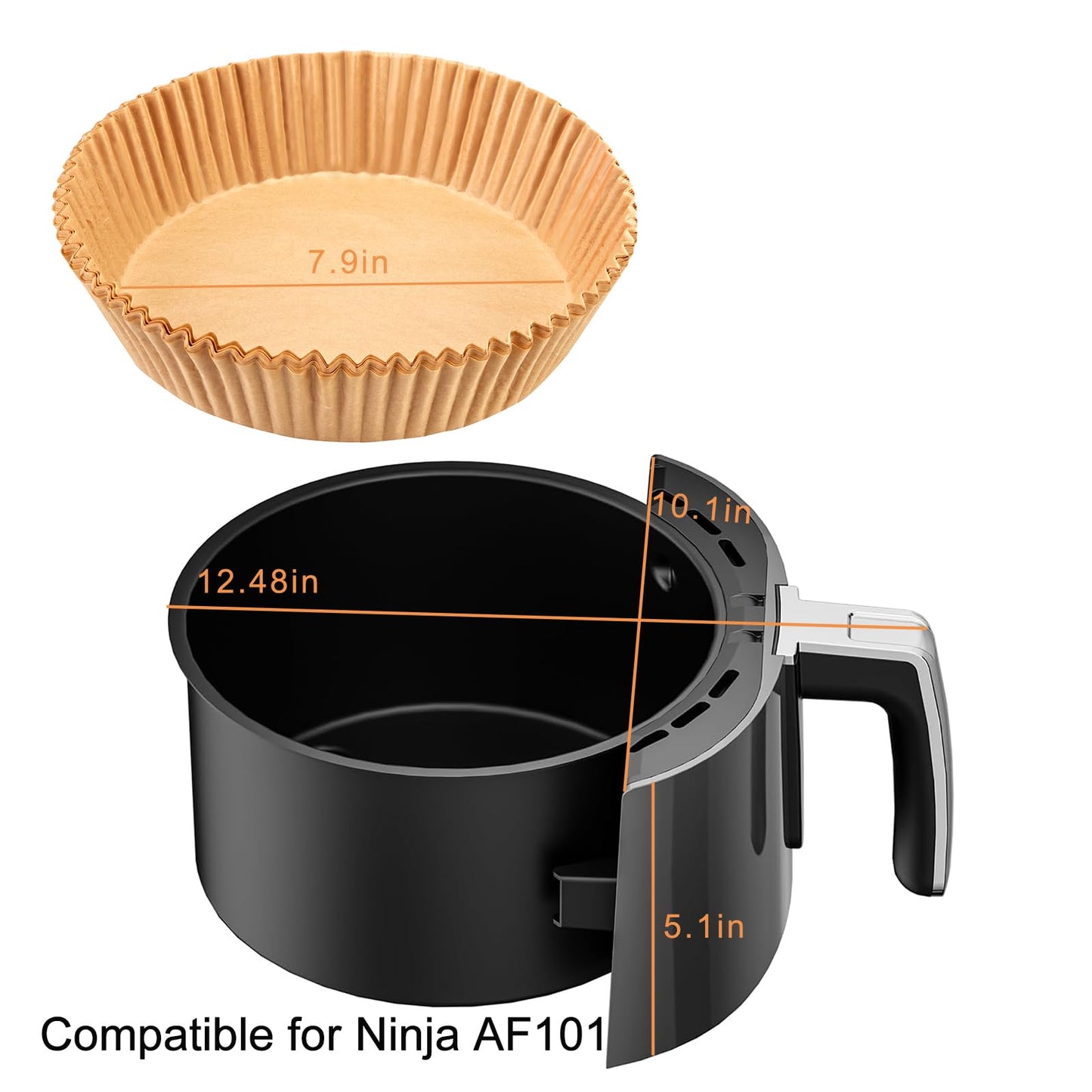Air Fryer Basket Replacement for Ninja AF101,Air Fryer Replacement Basket with 100 Pcs Paper Liners,Accessories for Ninja AF101