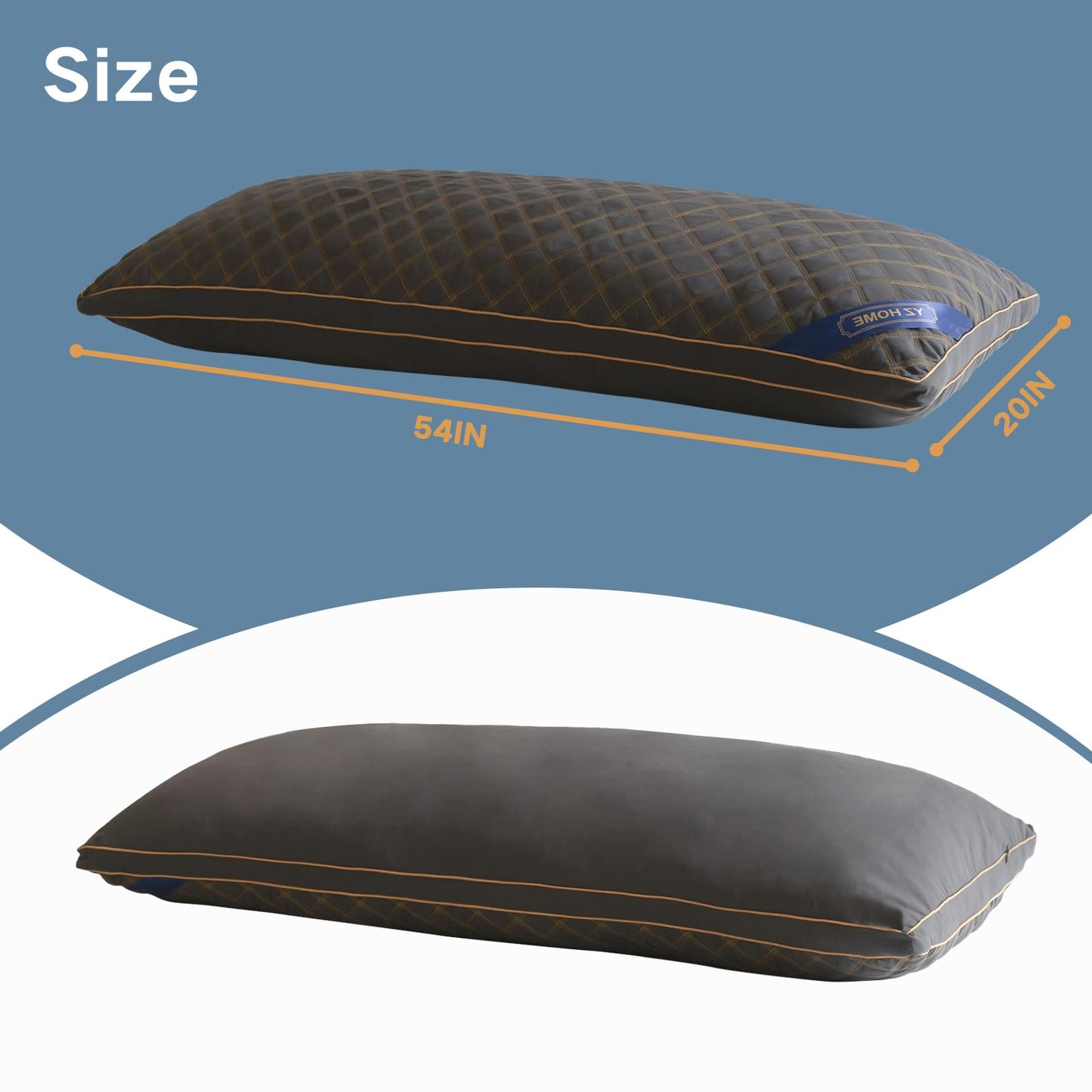 YZ HOME Long Body Pillow for Adults - Firm Body Pillow Insert with Shredded Blue Memory Foam, Adjustable Height, Soft Support for Side Sleeping, Pregnant Women, Washable (20x54 Inch, Grey)