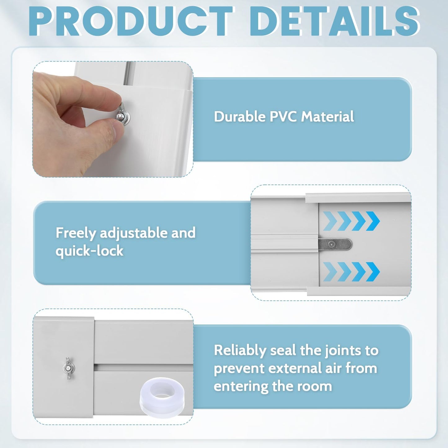 Conderyang Portable Air Conditioner Window Unit Kit with Hose Universal Adjustable Seal Plate Vent Kit AC Hose Insulation Sleeve Fit 5.9" Diameter Sliding AC Vent Kit for Vertical/Horizontal Window