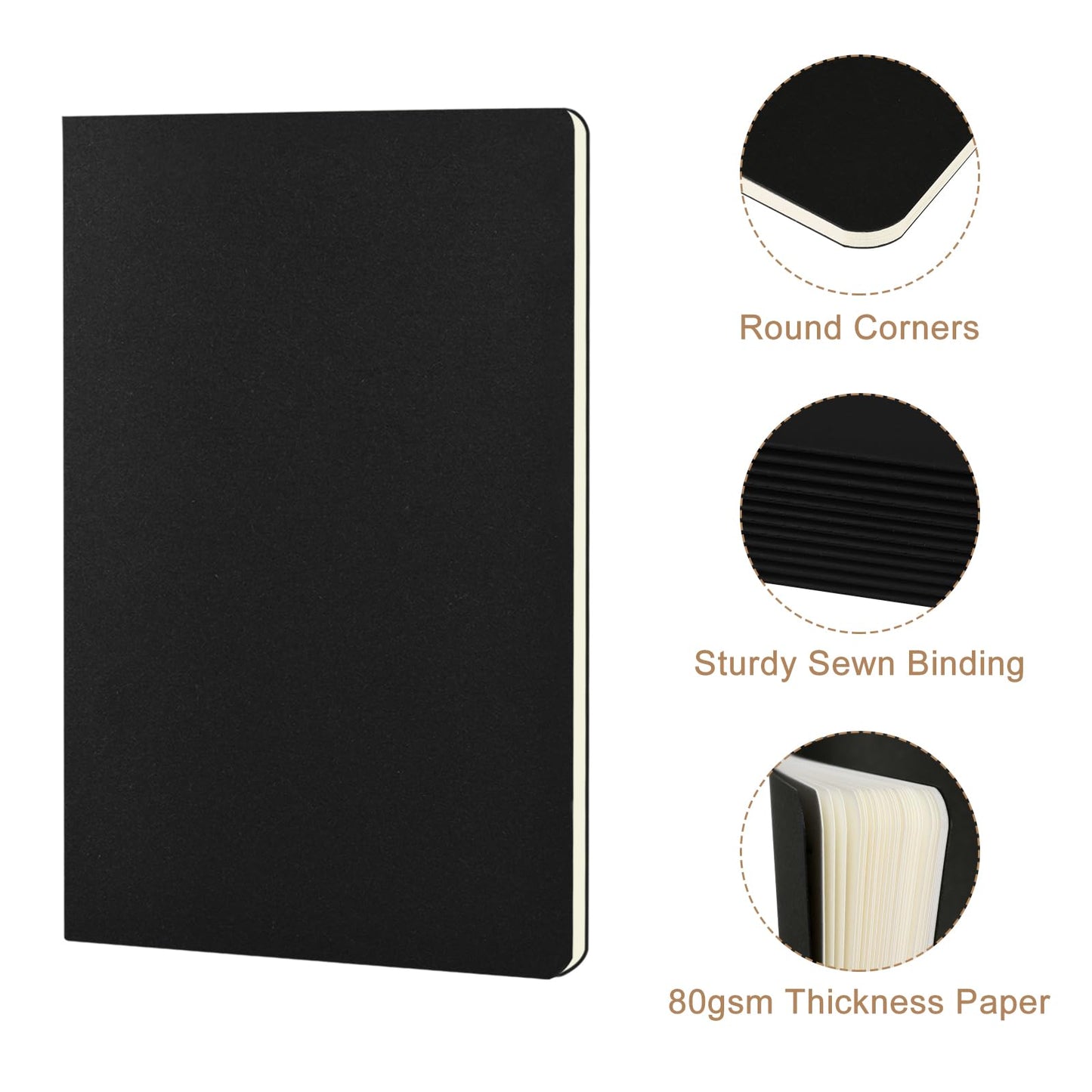 ZCZN 100 Pack Kraft Pocket Notebooks Bulk, 3.5 X 5.5 Inches Lined Paper Journaling Notebooks, 30 Sheets/60 Pages, Mini Journal Notebooks for Work, Writing, Traveler Memo Notepad(Black Cover)