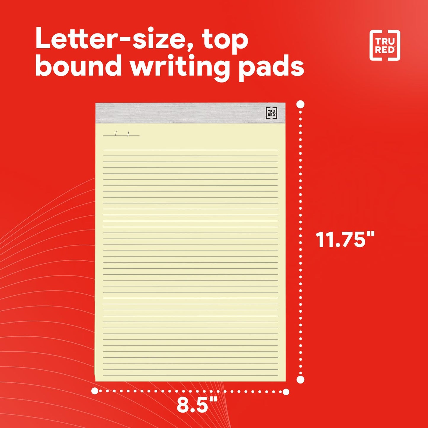 Staples TRU RED Notepads, 8.5" x 11.75", Narrow Ruled, Canary, 50 Sheets/Pad, 12-Pack