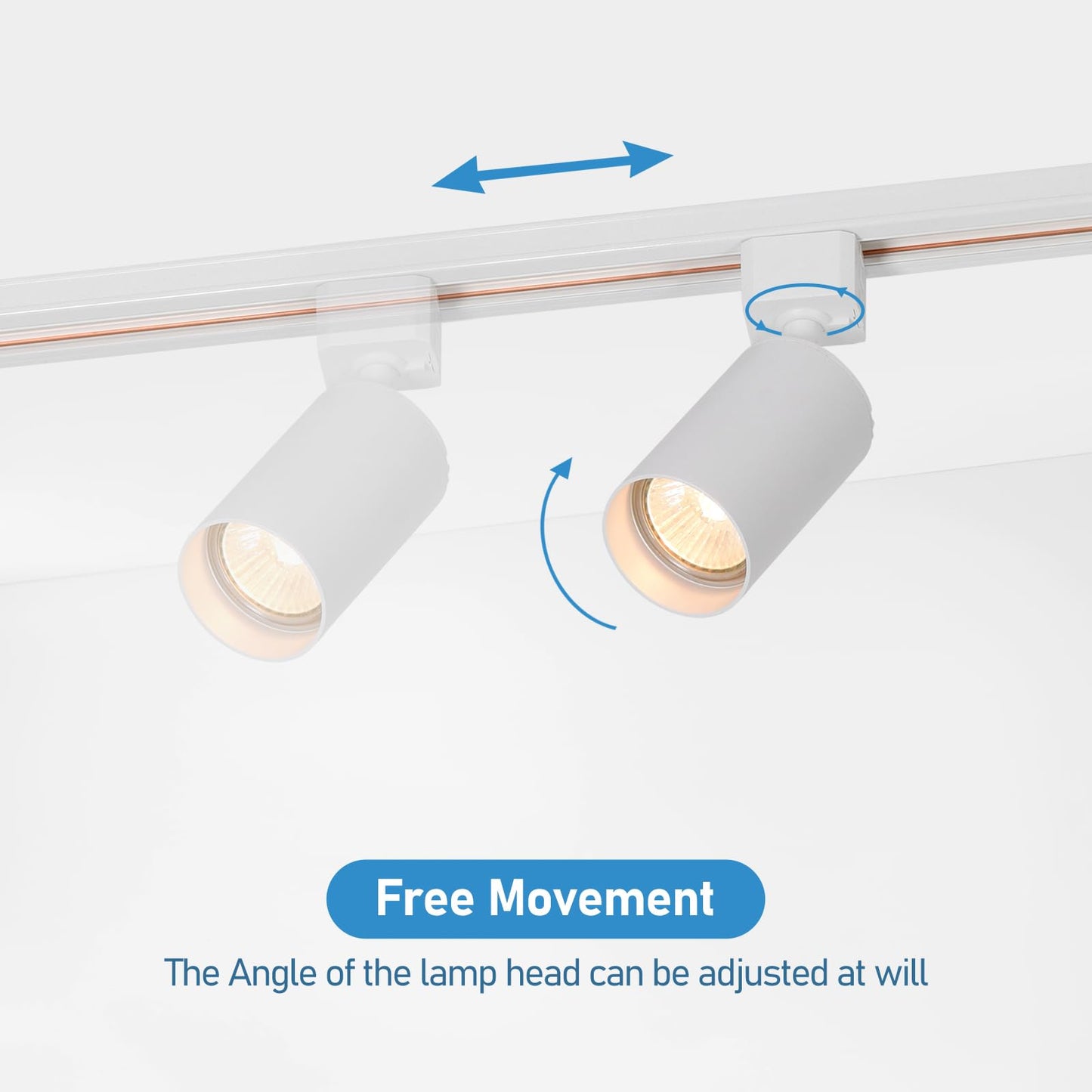 Hiiglxii Plug in Track Lighting with Power Cord, 4-Light GU10 Track Lighting Kit with Track Rail, Modern Kitchen LED Track Lighting Fixtures Ceiling Wall Spot Light, 13FT Plug Cord, White (No Bulbs)