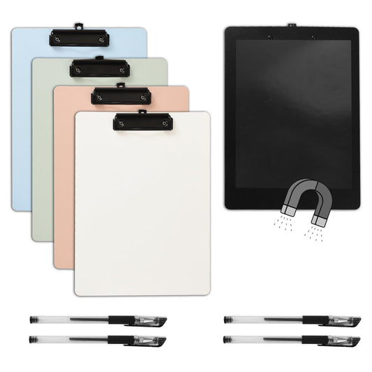 4 PCS Magnet Clipboard with Pen, 9x12.5 Inch A4 Letter Size, Plastic Waterproof Multifunction Board for Nurse, Teacher, Kids, Office