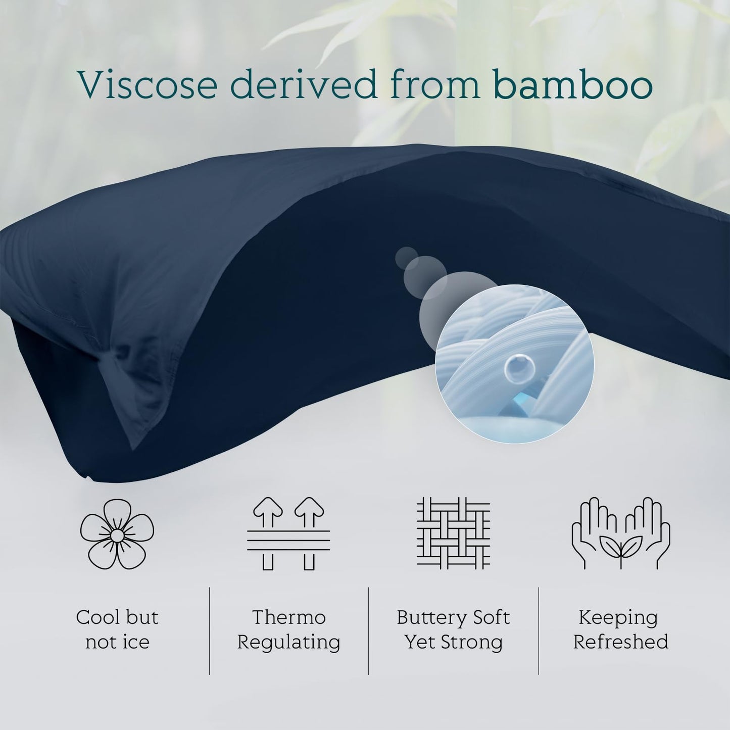 Cooling Sheets Set Queen Size, Viscose Derived from Bamboo for Hot Sleepers | Deep Pocket Up to 16 Inch | Silky Soft & Breathable Bedding - 4PC (Queen, Navy)