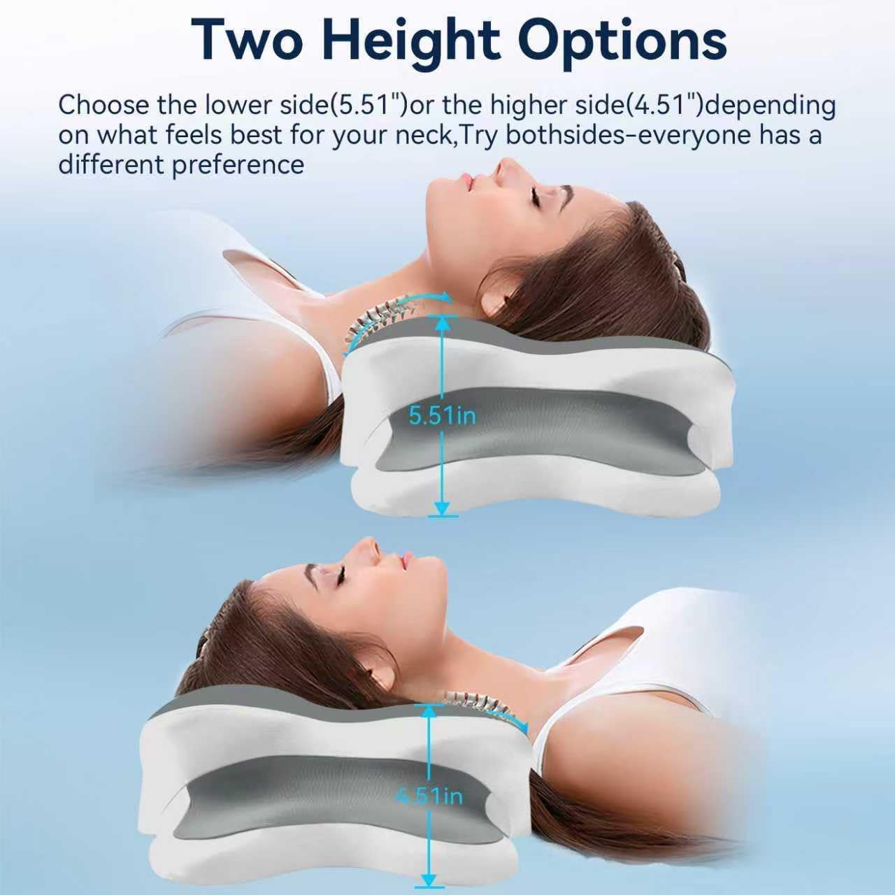 Sleep Apnea Pillow with Neck Pain & Snoring Relief -Orthopedic Cervical Pillow, Ergonomic Contour Memory Foam for Side, Back,Stomach Sleepers, Medium Firm (Darkgrey, Queen Size 25" lx15 wx5.8 h)