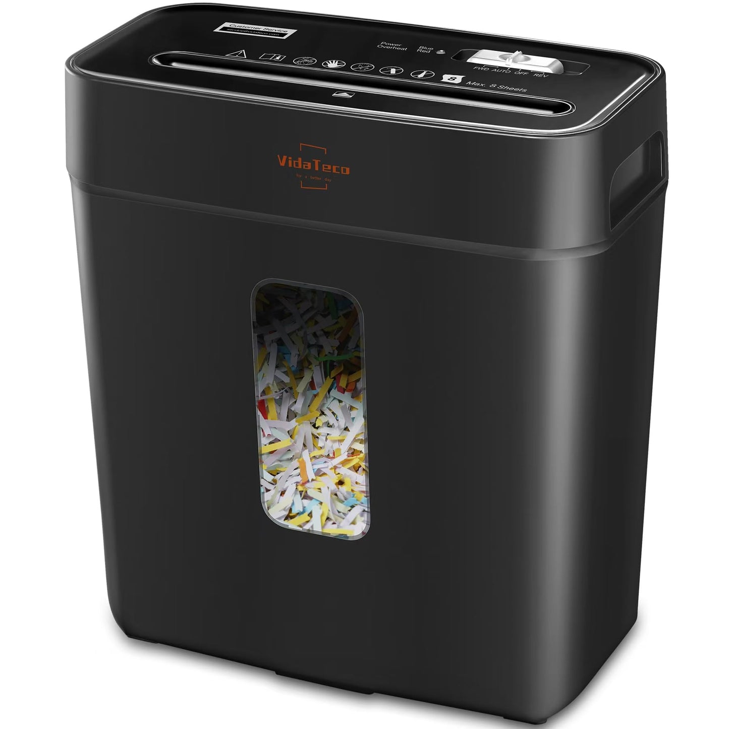 VidaTeco 8-Sheet Cross Cut Paper Shredder, P-4 High Security Shredders for Home Office & Small Commercial Use, Anti-Jam & Overheat Protection, Shreds Credit Card, Staple & Paper Clips, 3.04-Gallon Bin