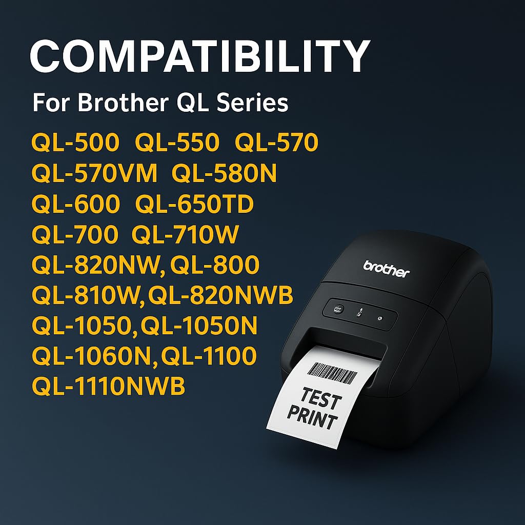 TgSmder-12 Rolls Compatible with Brother DK-1202 Die-Cut Shipping Labels, 2 3/7" x 4" (62 mm x 100 mm) Label with 1 Detachable Frame, 300 Labels/Roll (3600 Labels), fit for QL 800, QL 820NWB, QL 810W