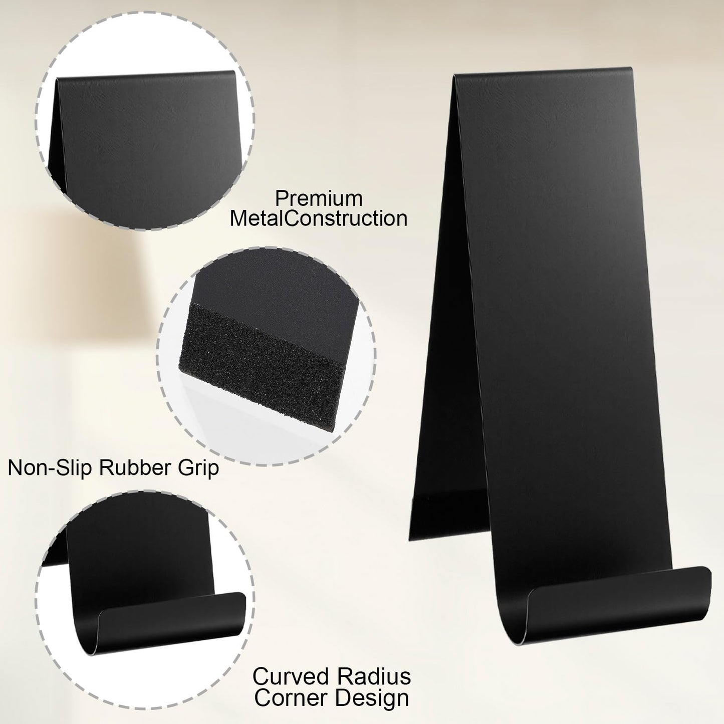 Afcabakila 4 Pack Black Metal Brochure Holder, 8.9" Fancy Vertical Display Stand, Black Heavy Duty Elegant Flyer Brochure Holder Stand for Table Menus, Pamphlets, Countertop Literature Organizer