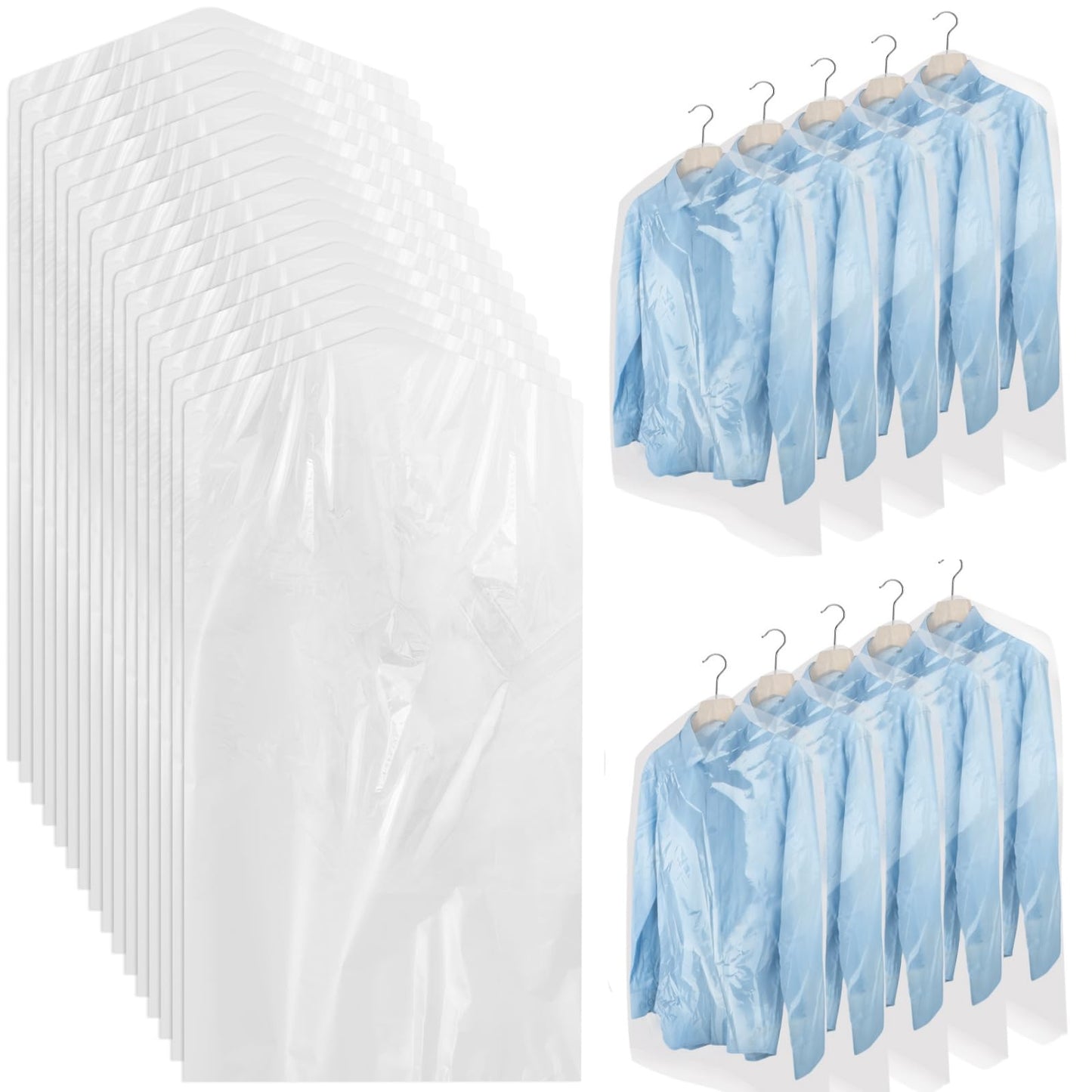 AYZTKUX 100 Pack Dry Cleaning Plastic Bags, Dry Cleaners Bags for Clothes, Clothes Covers for Home Storage, Travel, Moving (35.4 x 23.6 In)