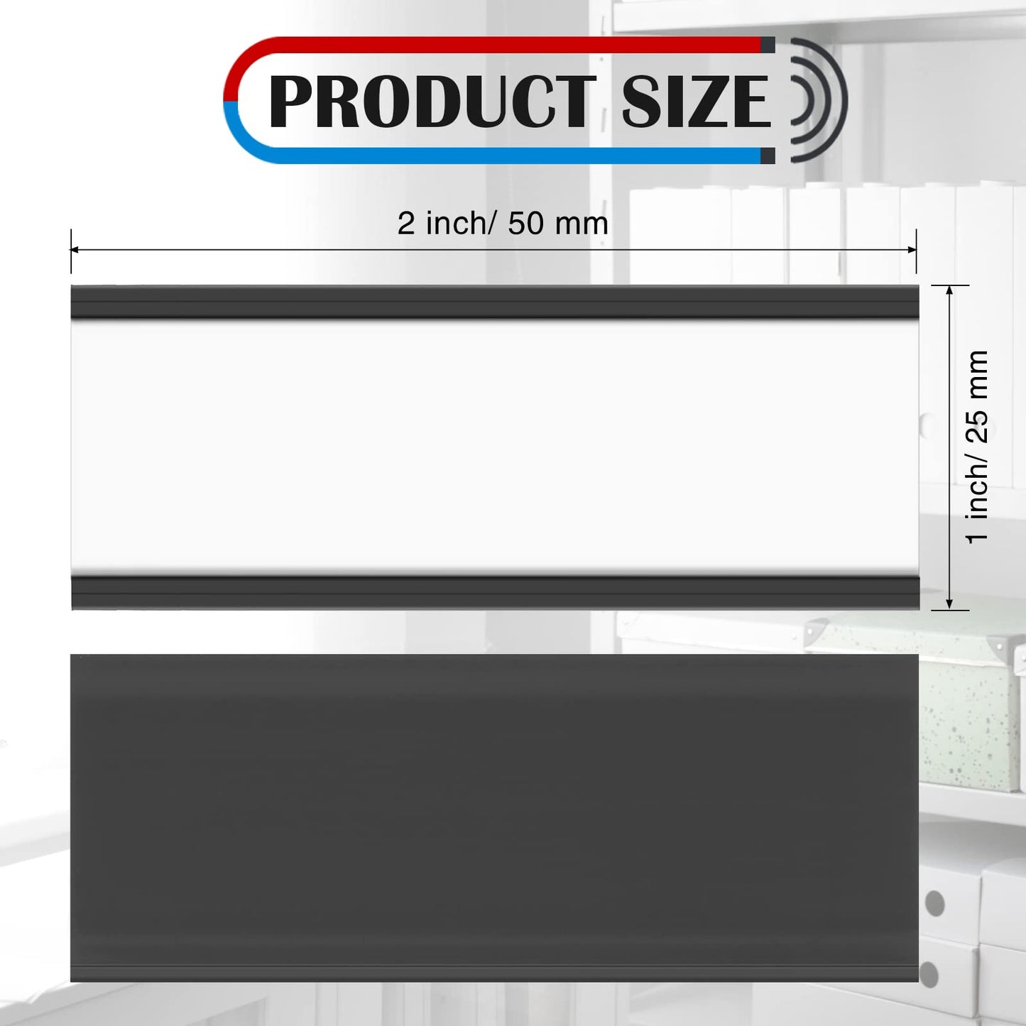 500 Pieces Magnetic Data Card Holders Channel Magnetic Label Holders Labels Racks with Magnets with 500 Protective Films and 1000 Replacement Strips for Metal Racks Shelf Bin (1 x 2 Inch)