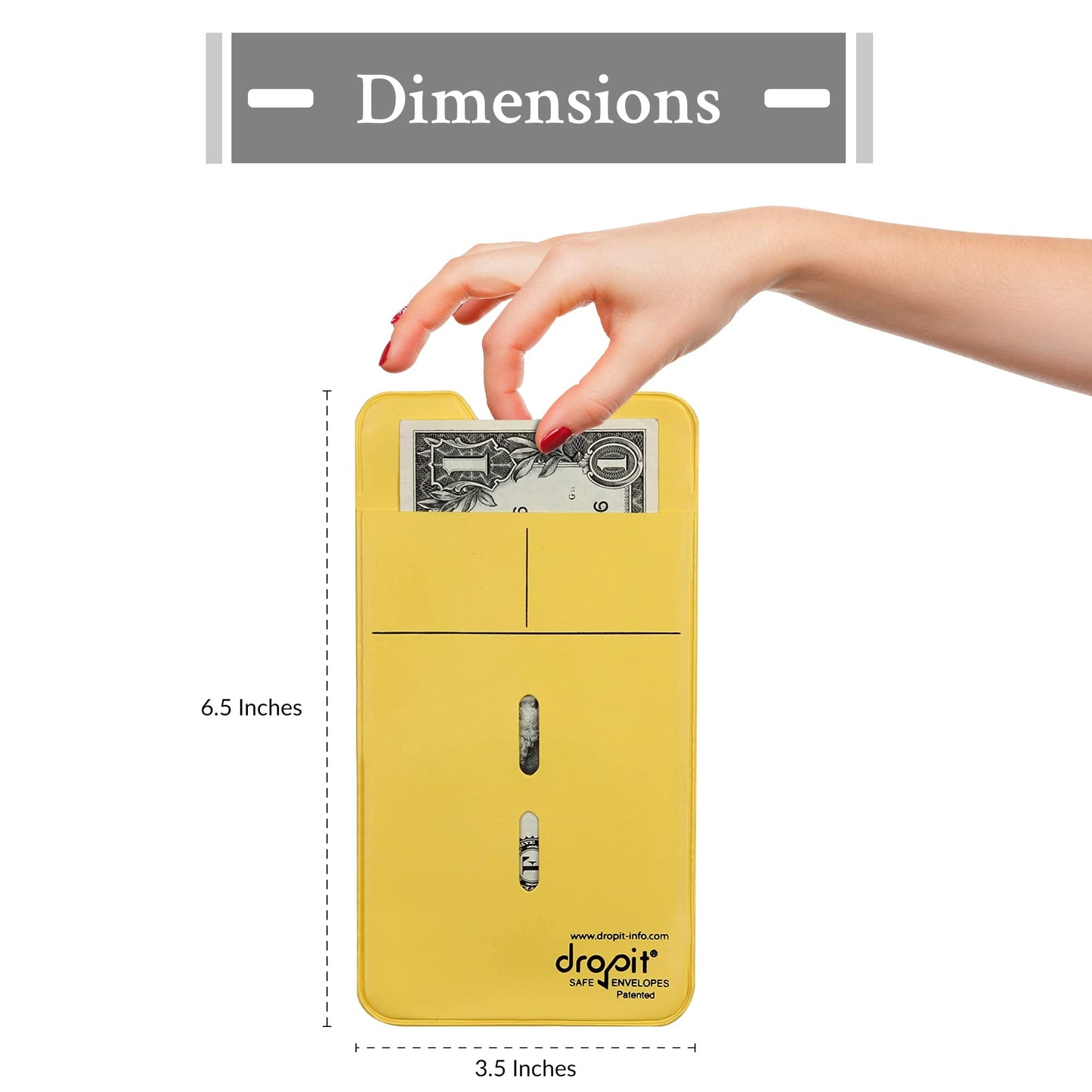 UBICON 50 Clear Reuseable, Heavy-Duty Vinyl DropIt Safe Envelope for Depositing of Currency and Money, Size 50, Clear