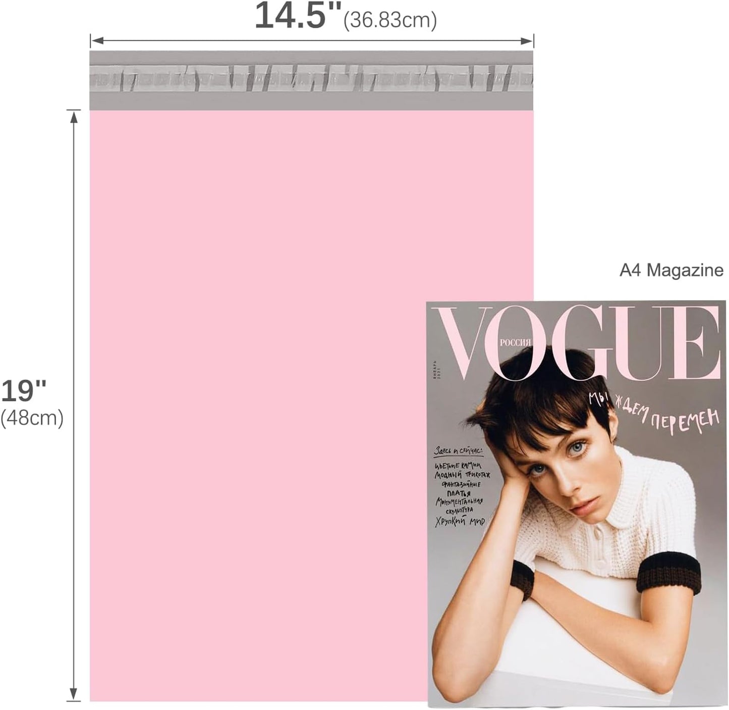 Fuxury Poly Mailers 14.5x19 Inch 400 Pack, Self Seal Large Shipping Bags for Clothes, Waterproof Mailing Envelopes, Tear-Resistant Packaging Bags for Small Business,Light Pink