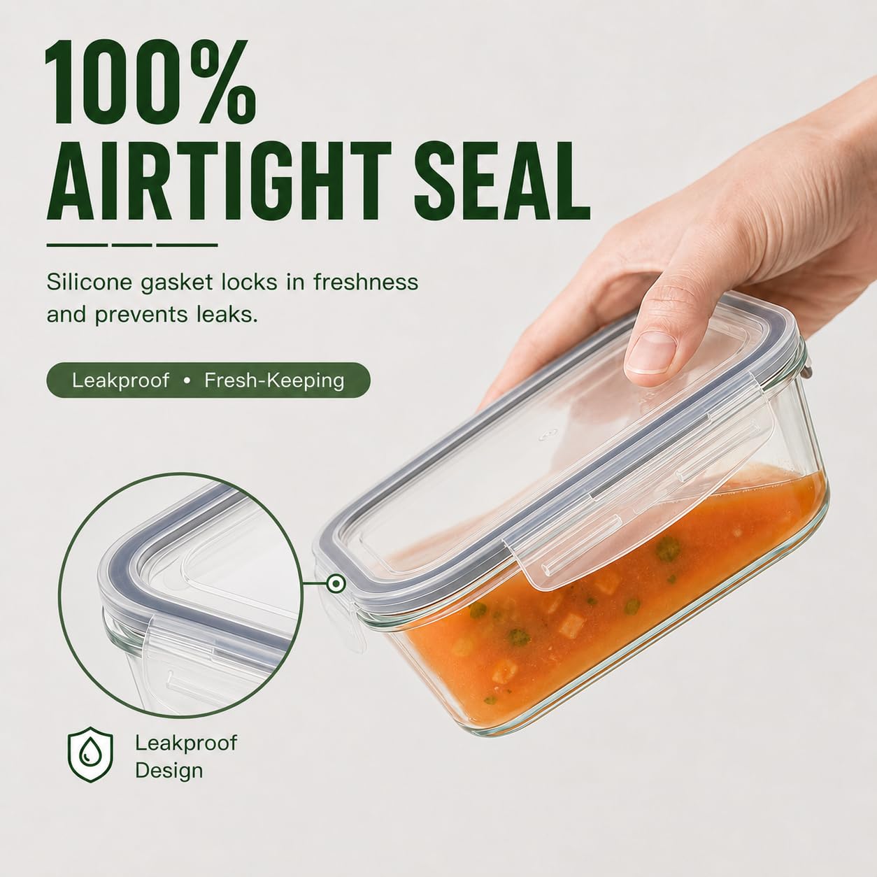 5 Pack 36oz Borosilicate Glass Food Storage Containers Set with Lids, Freezer Meal Prep Containers, Airtight Bento Lunch Container Set, Oven, Freezer and Dishwasher Safe, BPA Free, Kitchen Storage Set