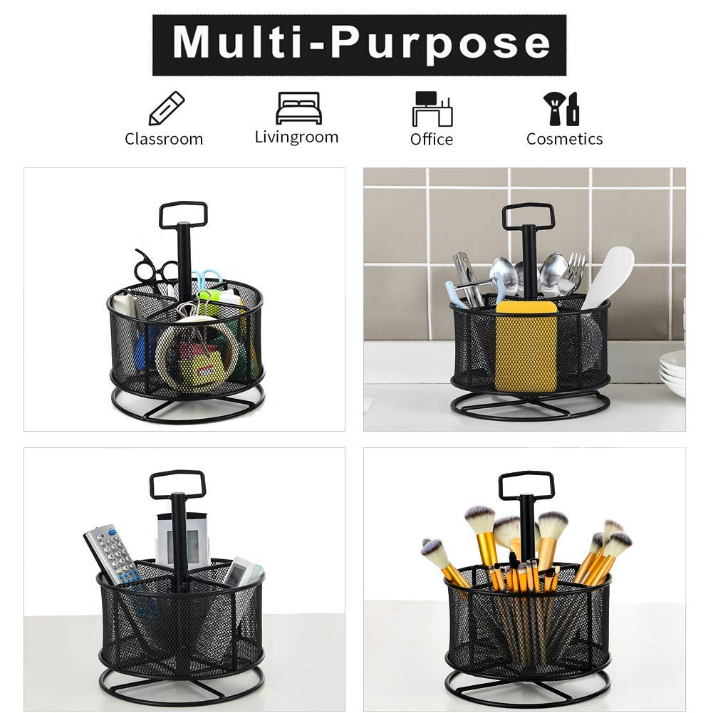 Marbrasse 5-Tier Paper Letter Tray Organizer + 360-Degree Rotating Multi-Functional Pen Holder