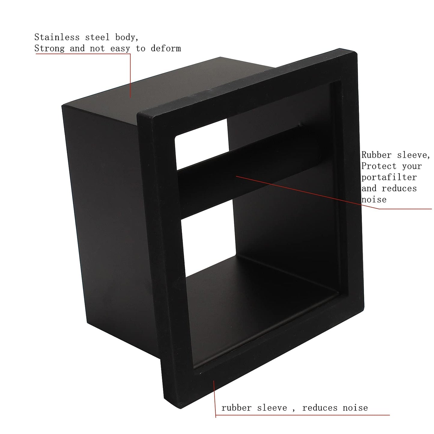 DIBTSA Espresso Coffee Ground Knock Box Chute, Built-in Desktop Waste Bucket, Stainless Steel Bottomless Knocking Residue Box (Rectangle)