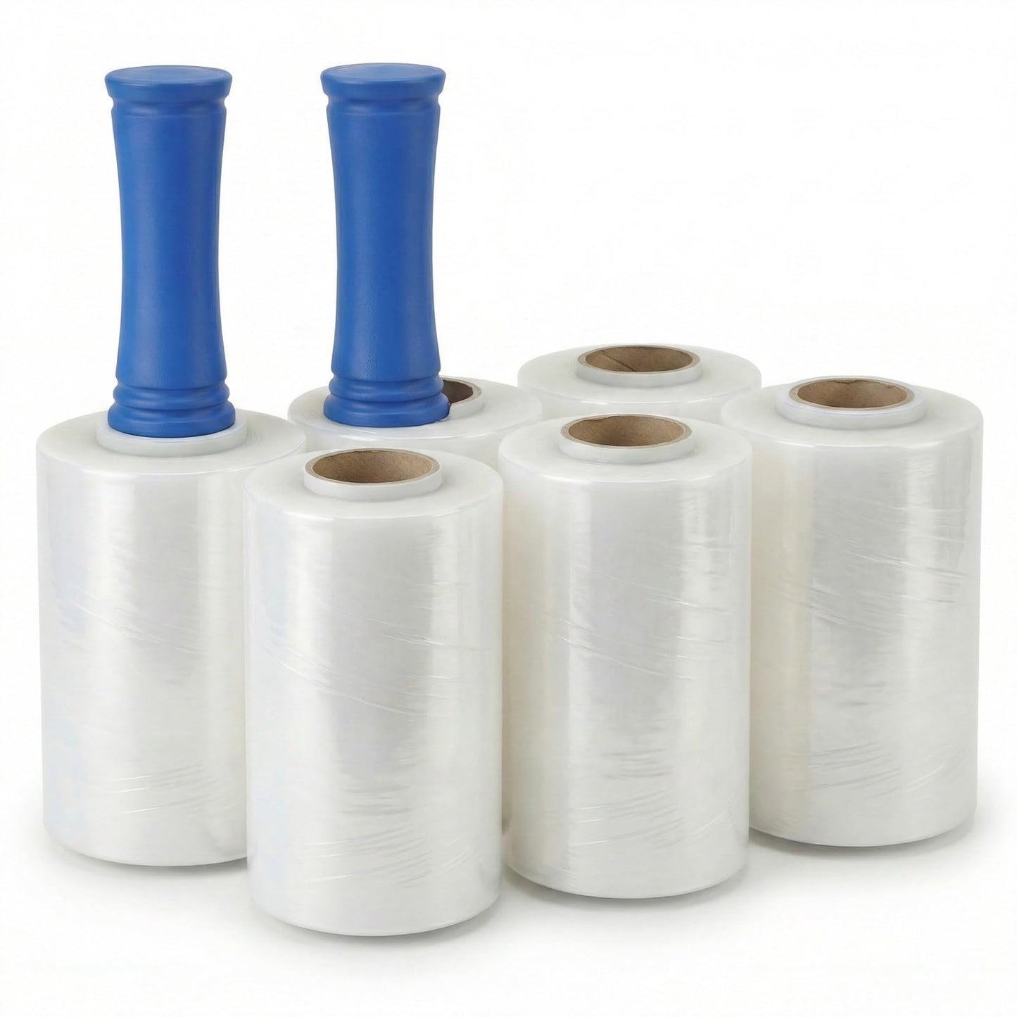 6 Pack Stretch Film Wrap for Moving, 5 Inch x 1000ft 80 Gauge Clear Self-Adhering Wrap with Handle for Moving, Packing, Shipping, Pallet & Furniture Protection