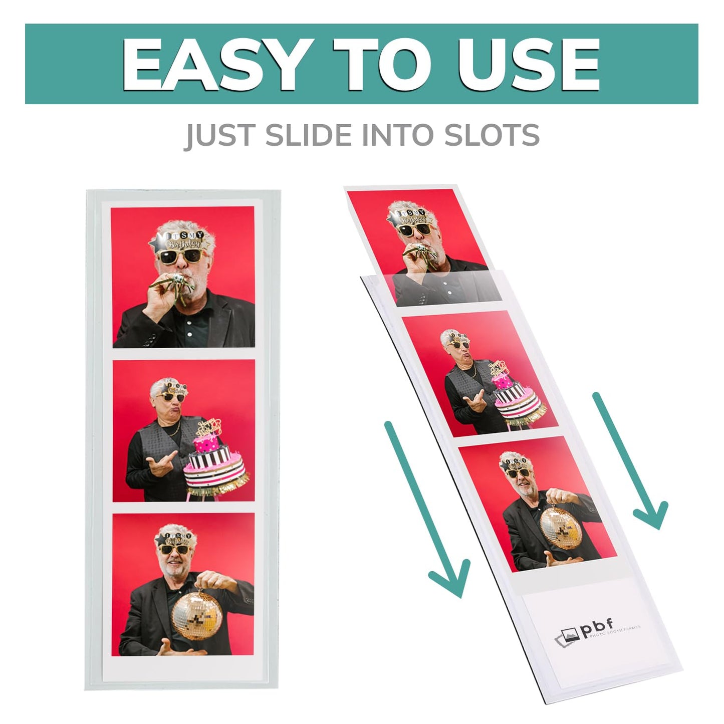pbf PHOTO BOOTH FRAMES 2x6 Magnetic Picture Frames for Refrigerator | 2 x 6 Clear Magnetic Vinyl Frames for Photo Strips for Fridge (100-Pack)