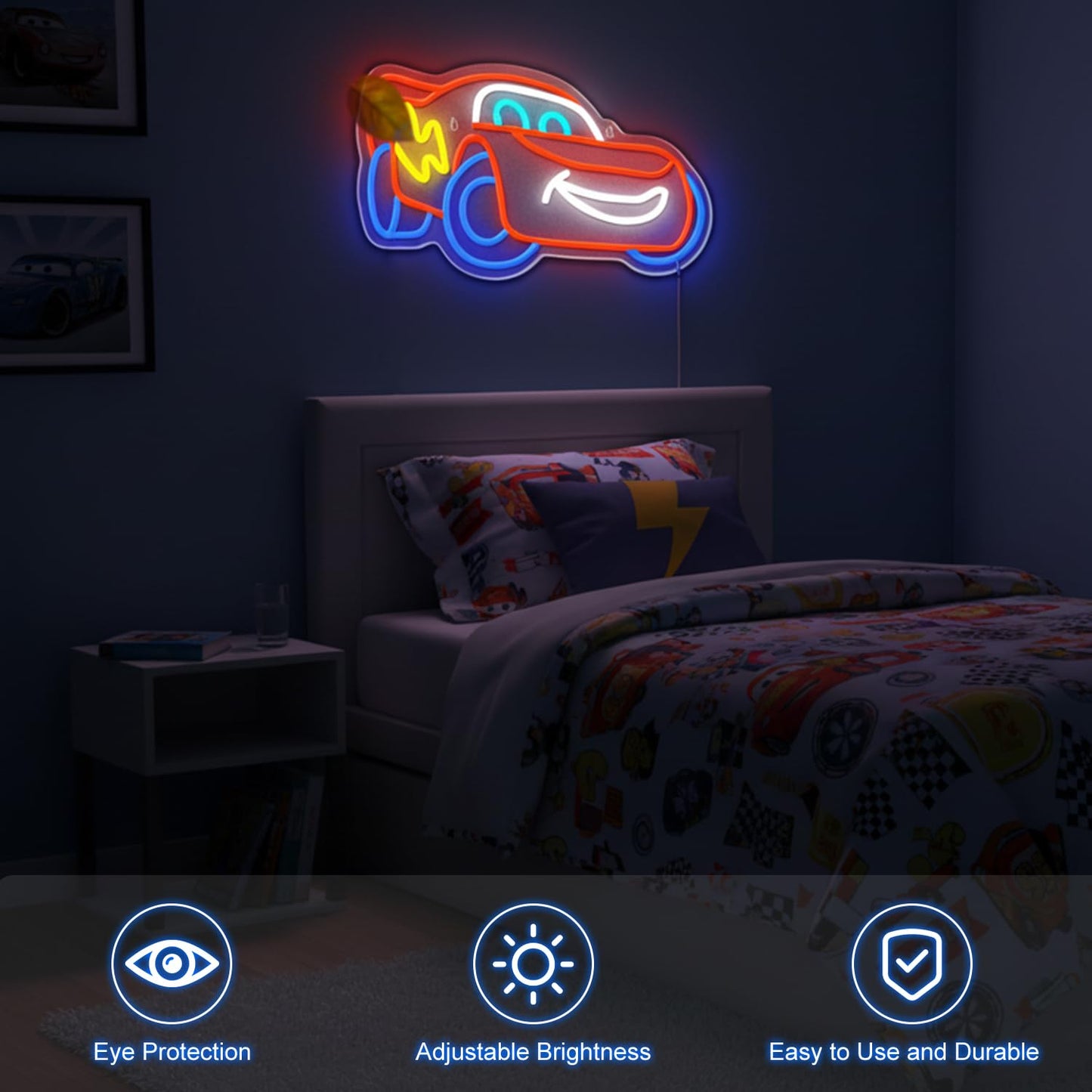 OOSIVEN Racing Car Neon Sign for Wall Decor, Anime LED Neon Light Car Themed Decor for Boys Bedroom, Gaming Room, Garage & Party Accessories - Cool Children's Birthday Gift for Car Lovers