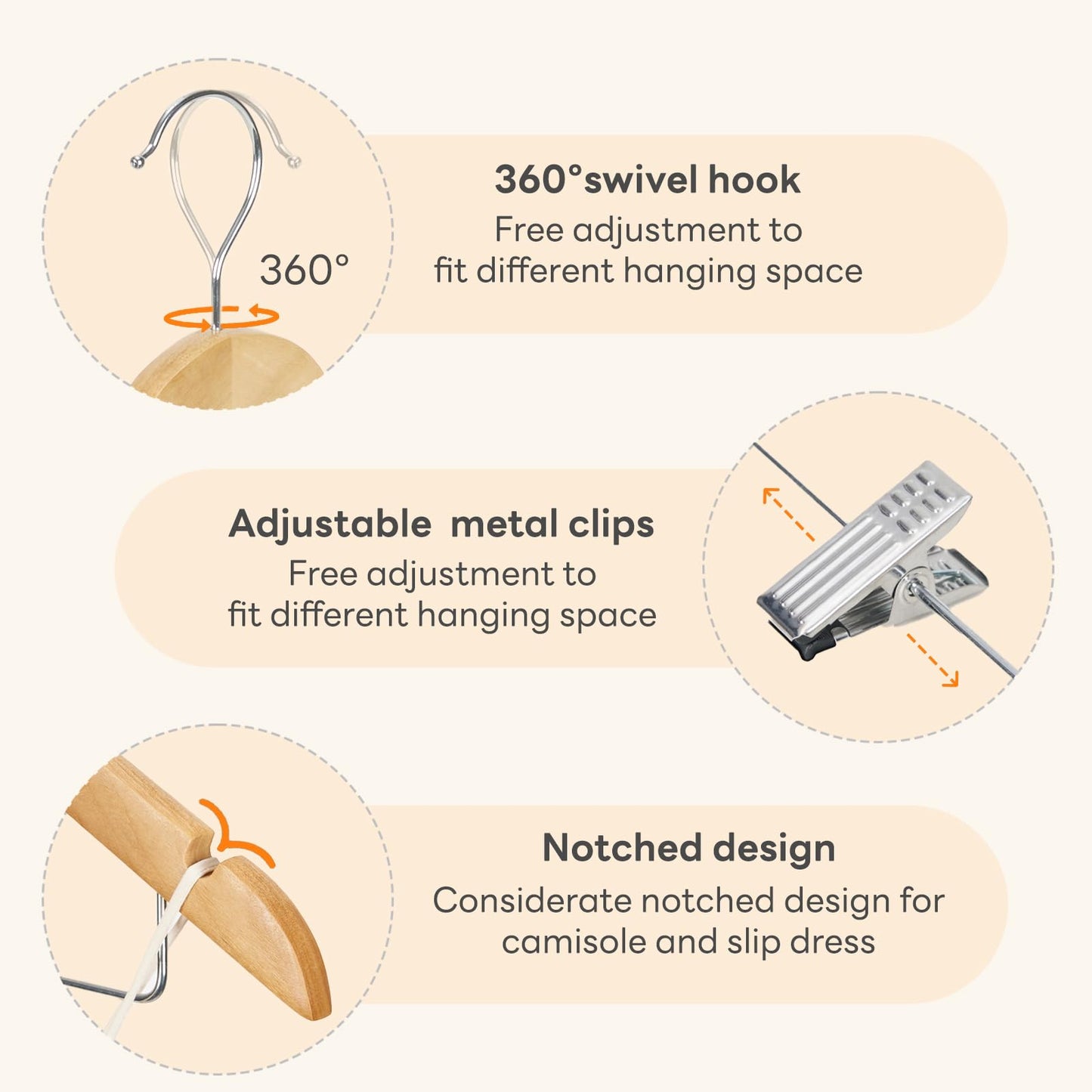 HOUSE DAY 12 Pack High-Grade Wooden Suit Hangers Skirt Hangers with Clips Solid Wood Pants Hanger Natural Smooth Finish Premium Wood Hanger with Durable Metal Clips for Blouse, Dress, Coat, Jacket