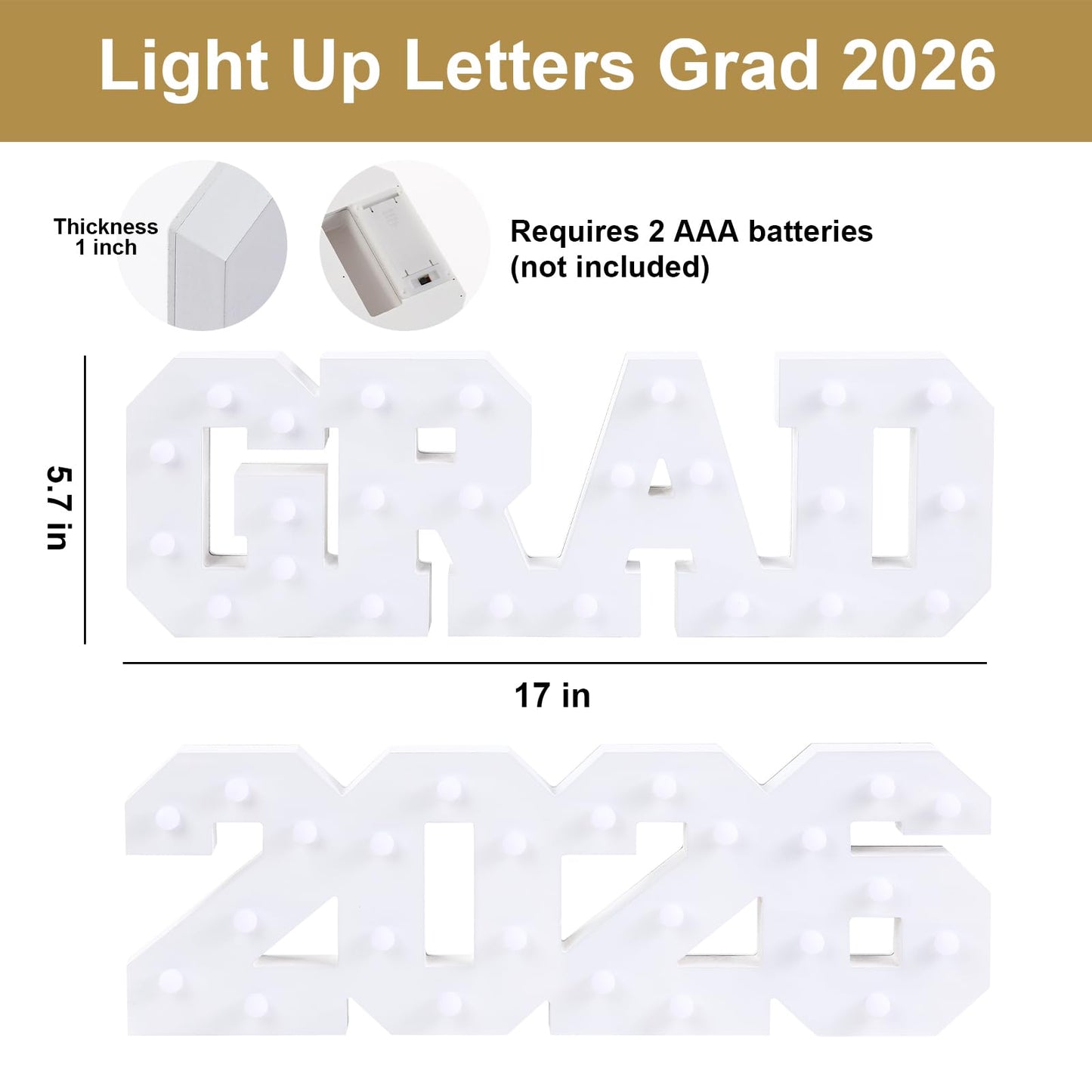 2026 Graduation Decorations- Light Up Letters "GRAD 2026" Class of 2026 Graduation Party Decorations Sign-Ornaments for Class of 2026 Preschool High School College Table Centerpieces Decor Party Supplies