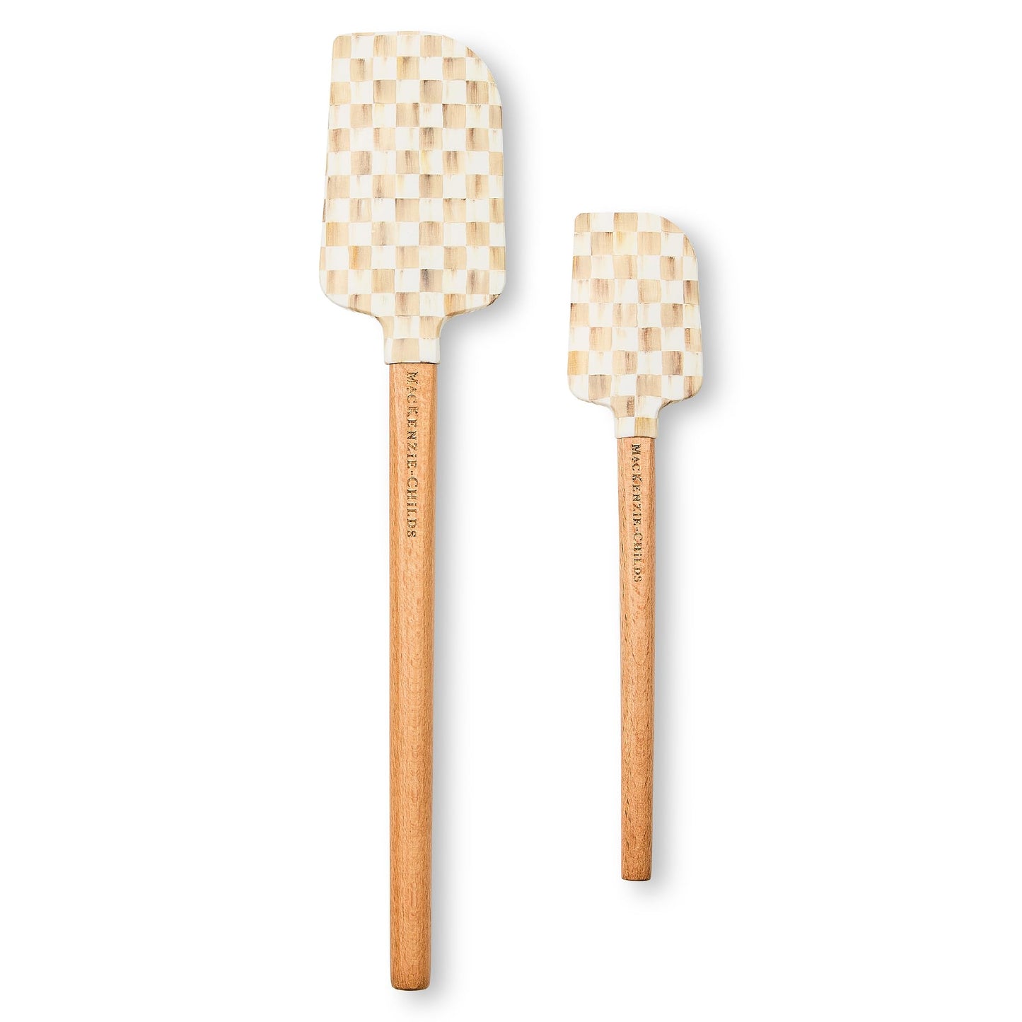 MACKENZIE-CHILDS Set of 2 Spatulas, Silicone Kitchen Spatula Set, Brown-and-White Mocha Check