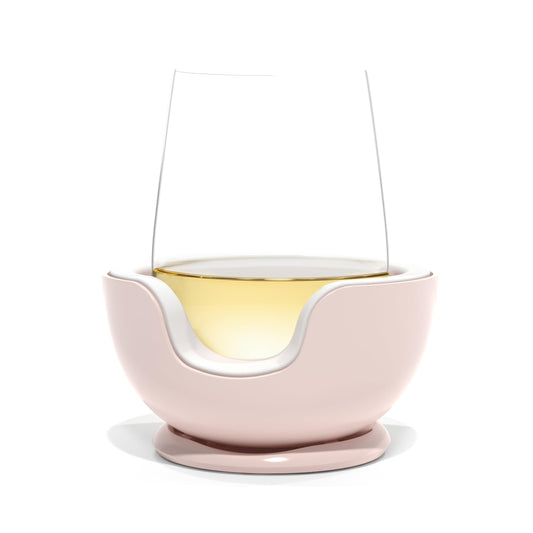 VoChill Stemless Wine Glass Chiller | Keep the Chill In Your Glass | Made In USA | The Original | Refreezable Chill Cradle™ | Actively Chills Stemless Glassware | Blush, Single Stemless