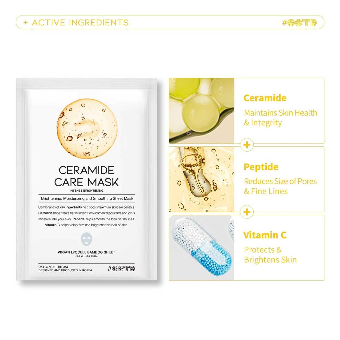 #OOTD Hydrating Soothing Sheet Masks Gift Set for Skincare, Korean Vegan Sheet Mask for Dry, Sensitive Skin, Calming, Smoothing, Brightening, Collagen, Ceramide, Cica, Hyaluronic Acid 30EA
