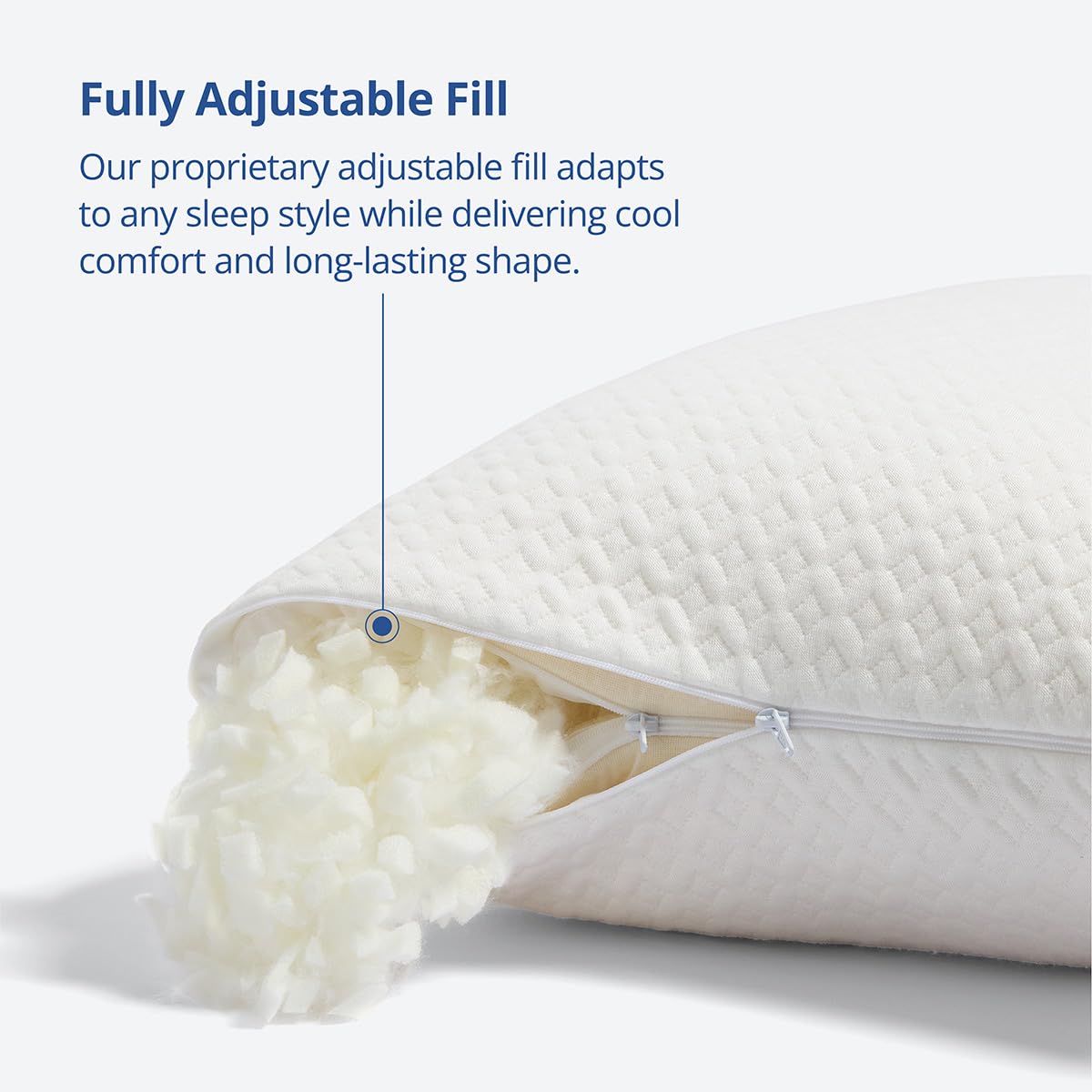 Cosy House Collection Luxury Rayon Derived from Bamboo Shredded Memory Foam Pillow - Adjustable & Removable Fill - Cool & Breathable Cover with Zipper for Side, Back, & Stomach Sleepers (Queen)