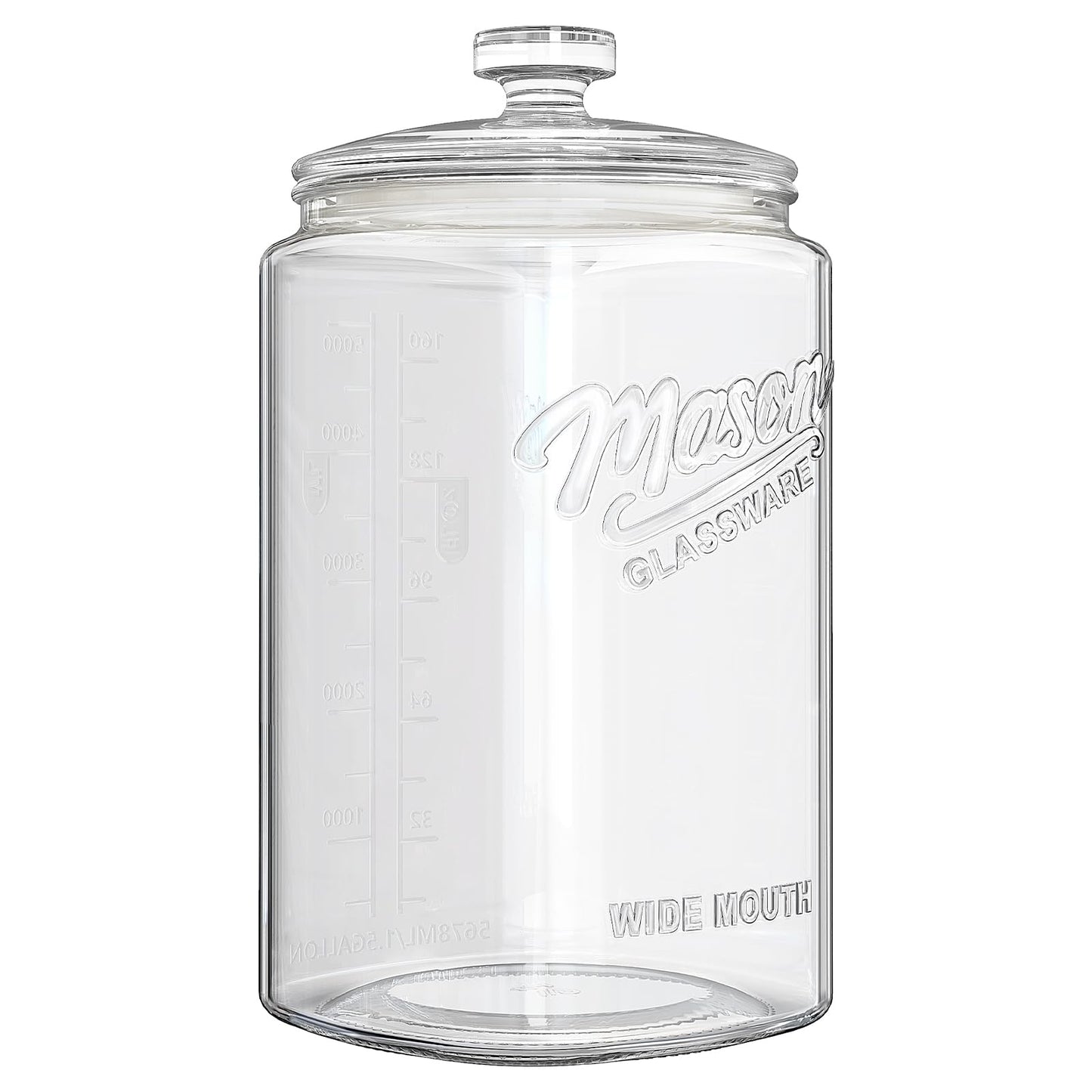 1.5 Gallon Cookie Jar with Lid Airtight, Large Glass Flour Sugar Container for Candy, Coffee, Dog Treat, Wide Mouth Mason Jar with Scale Marking, 1 Pack Apothecary Jar for Flour, Sugar, Rice, Cookie