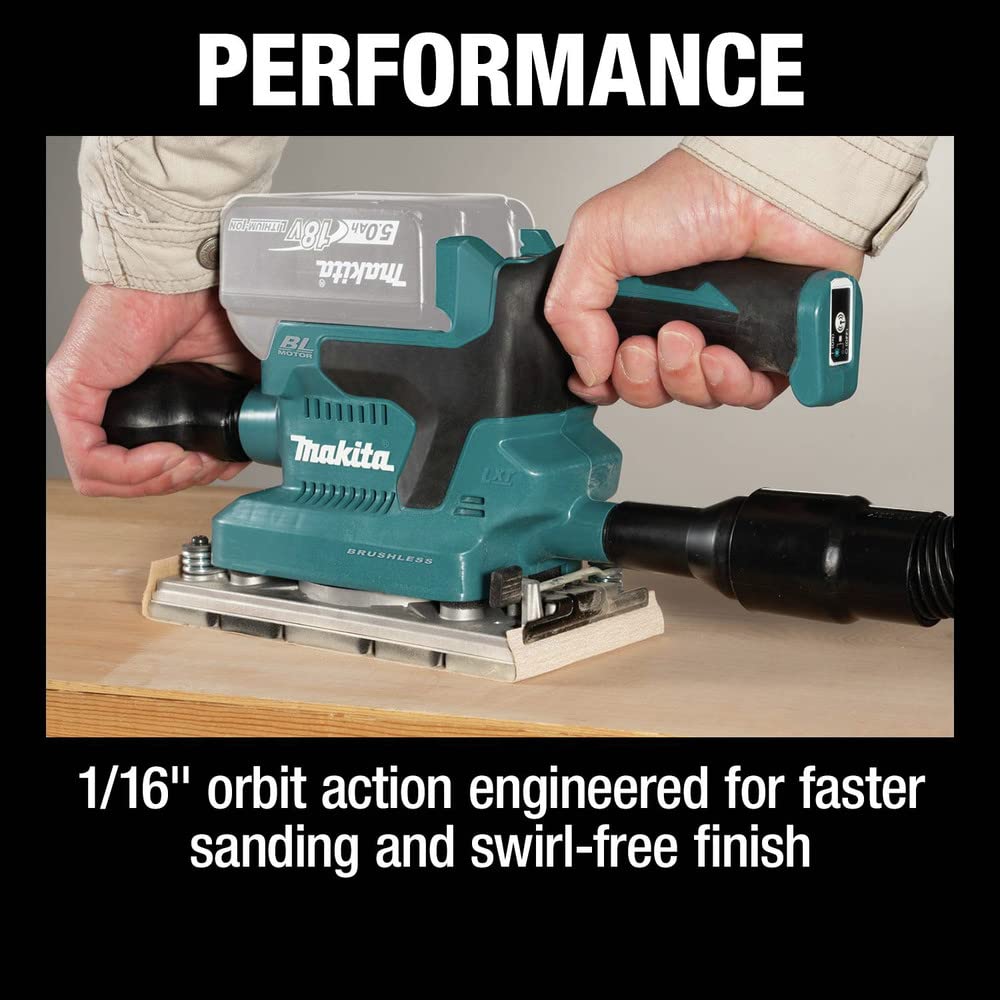 Makita XOB03Z 18V LXT® Lithium-Ion Brushless Cordless 1/3 Sheet Finishing Sander, AWS® Capable, Tool Only