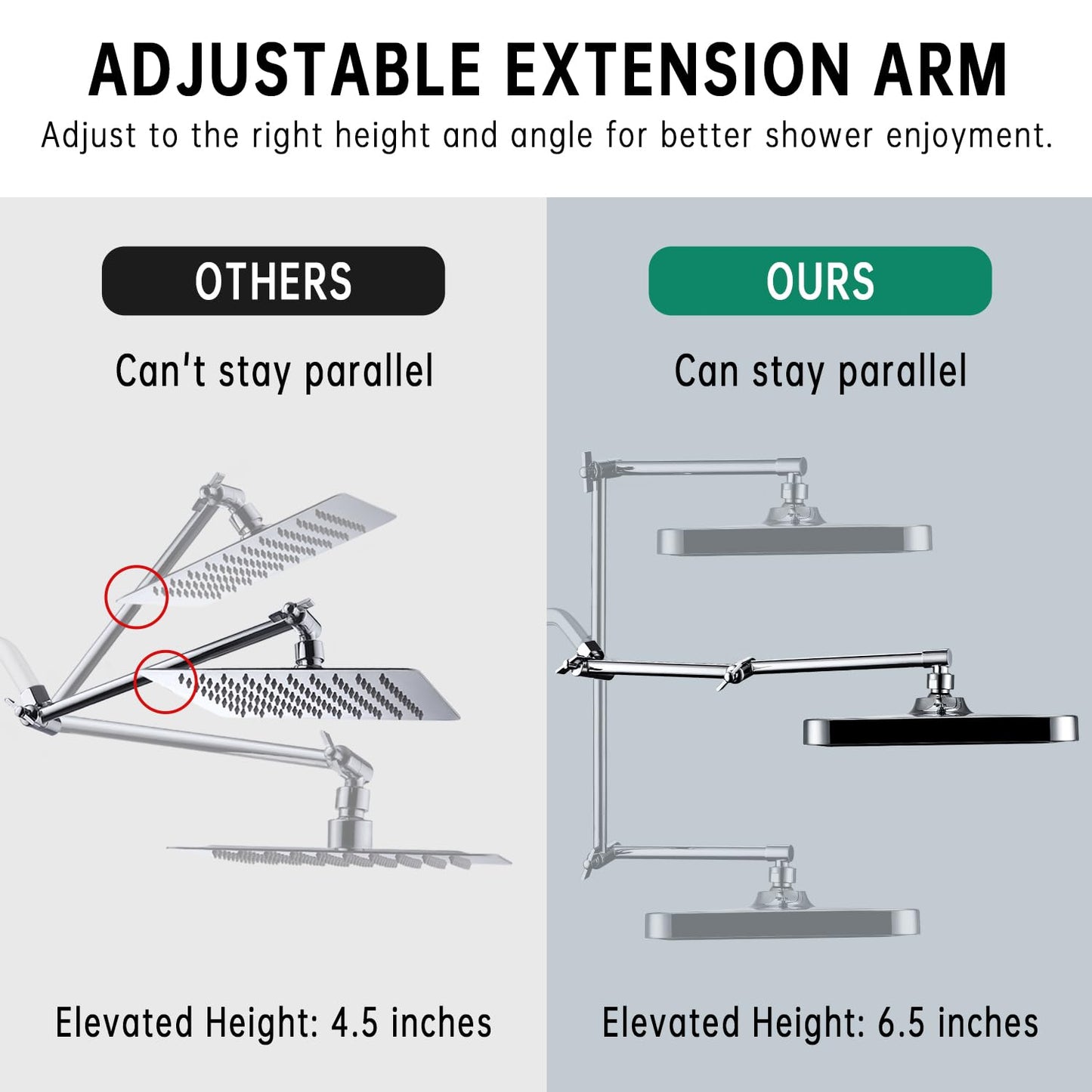 13-Inch Shower Heads with Multi-Function Handheld Sprayer Combo, 3-Way Metal Extended Diverter with Holder and Metal Adjustable Shower Extension Arm, Extra Long Hose(Chrome)