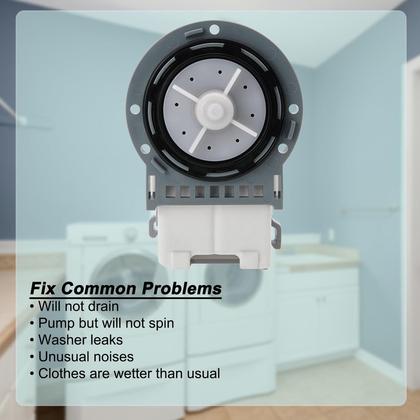 Washer Drain Pump Motor by SupHomie - Replacement For Samsung WA52M7750AV/A4 WA54M8750AW/A4 WA52M8650AV/A4 WA54M8750AV/A4 WA52M7750AW/A4 WA52M8650AW/A4 (ONLY MOTOR)