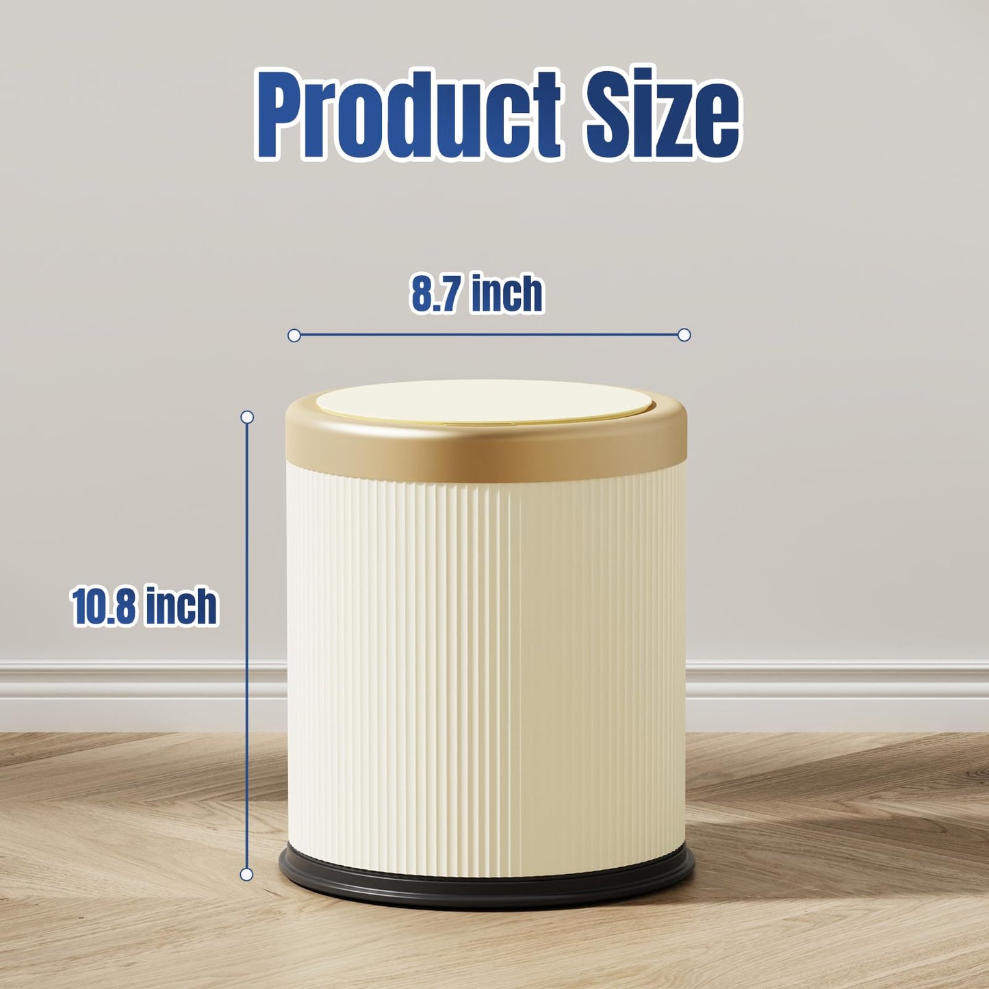 stonespace Bathroom Trash Can Automatic Touchless, Motion Sensor Trash Can for Bathroom, Office, Bedroom, 2.8 Gallon Dog Proof Garbage Can, Cream White