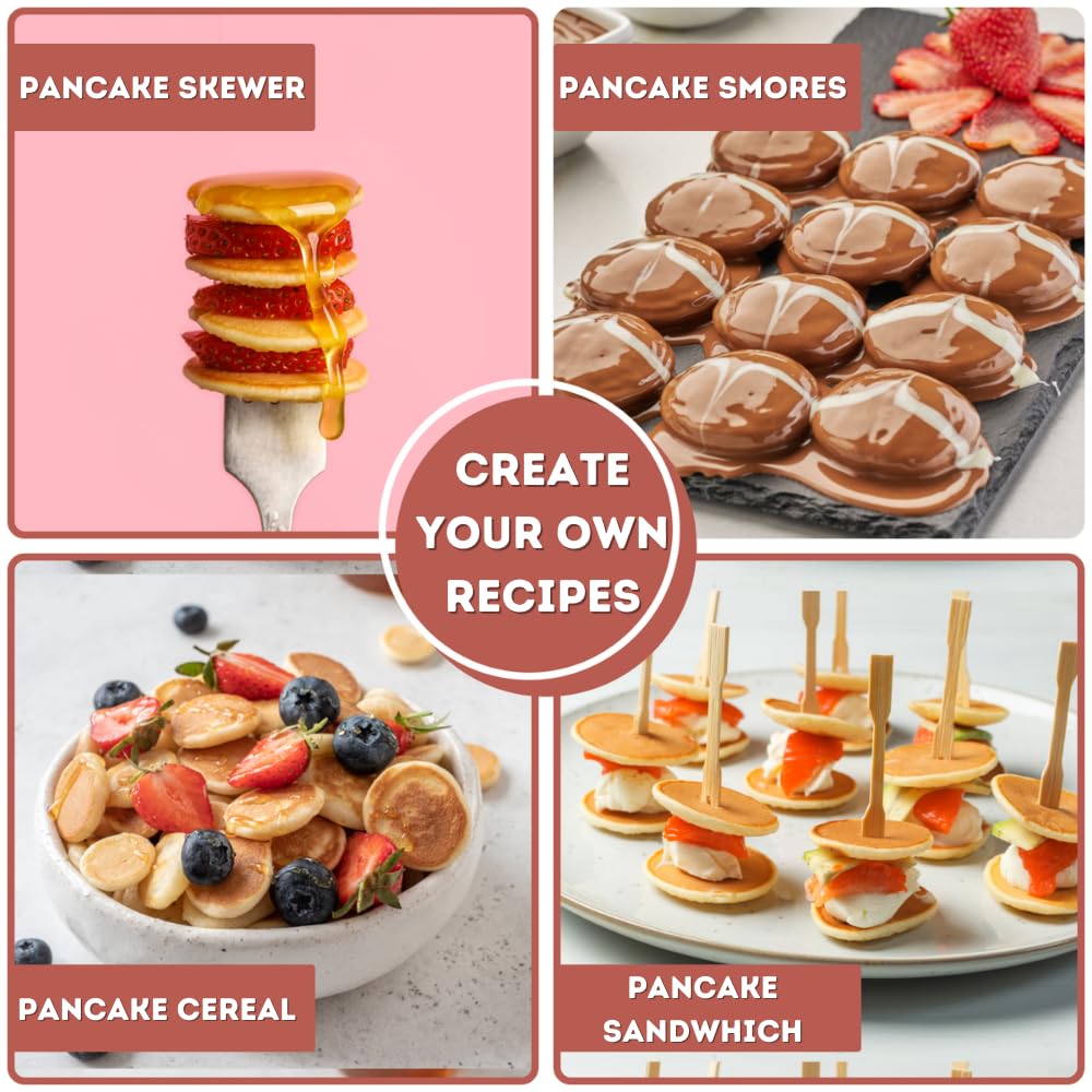 24PCS Mini Pancake Maker Machine, Nonstick Electric Dutch Pancakes Griddle, Adjustable Heat Multi-Use Poffertjes Pan, Simple & Easy Baker for Home and Restaurants, Perfect for Breakfast & Desserts