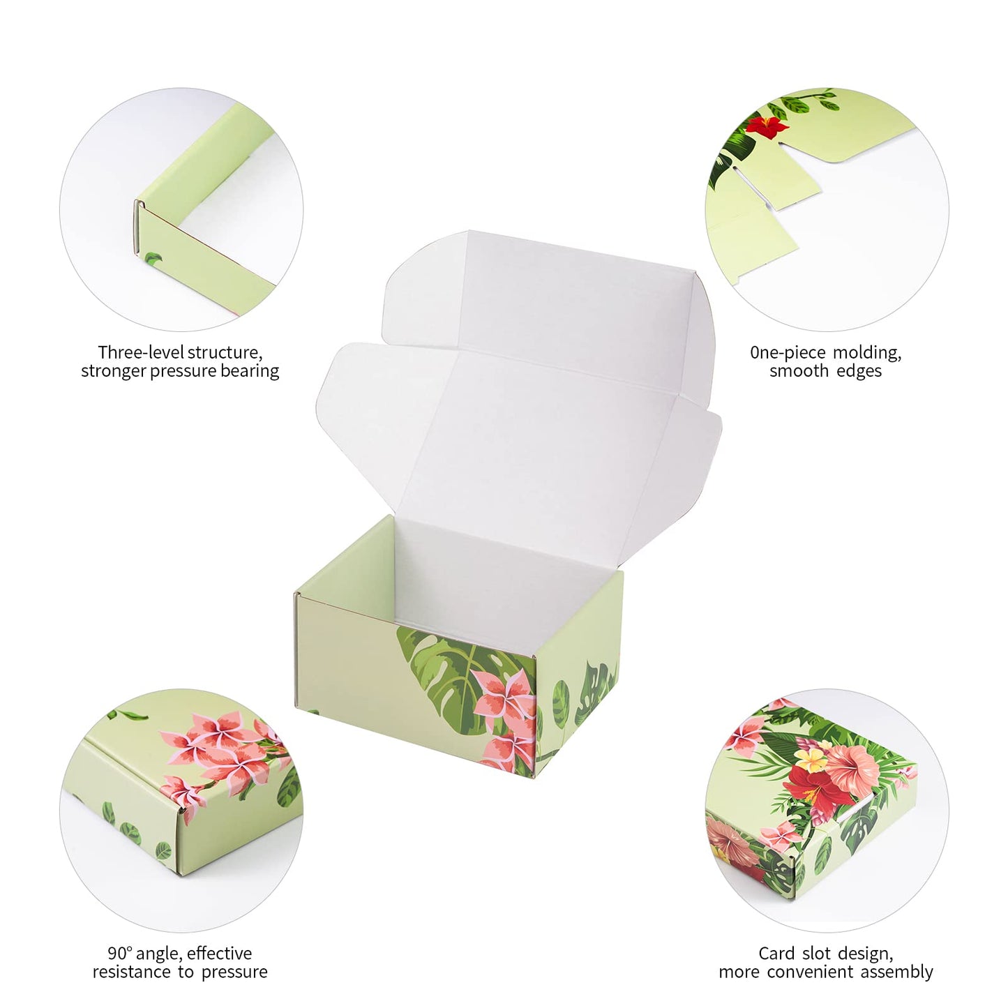 Soxuding Hawaiian Flower Shipping Boxes Pack of 25 - 8x6x4in Hawaiian Floral Gift Boxes Small Cardboard Corrugated Mailer Shipping Boxes for Small Business Packaging Shipping Mailing