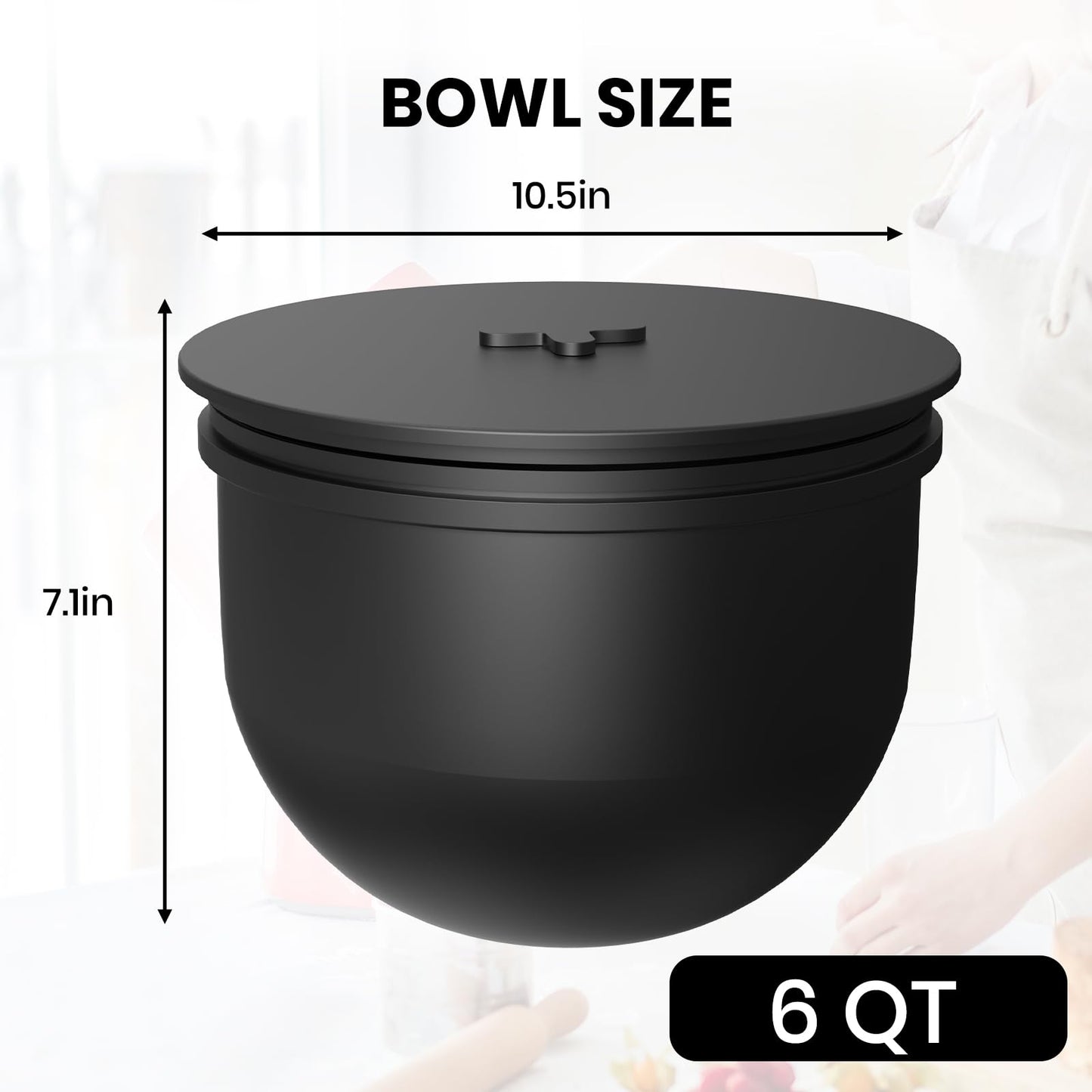 6 QT Silicone Bowl Liners for KitchenAid Mixers (3-Piece Set) - Adjustable Fermentation Hole Lid