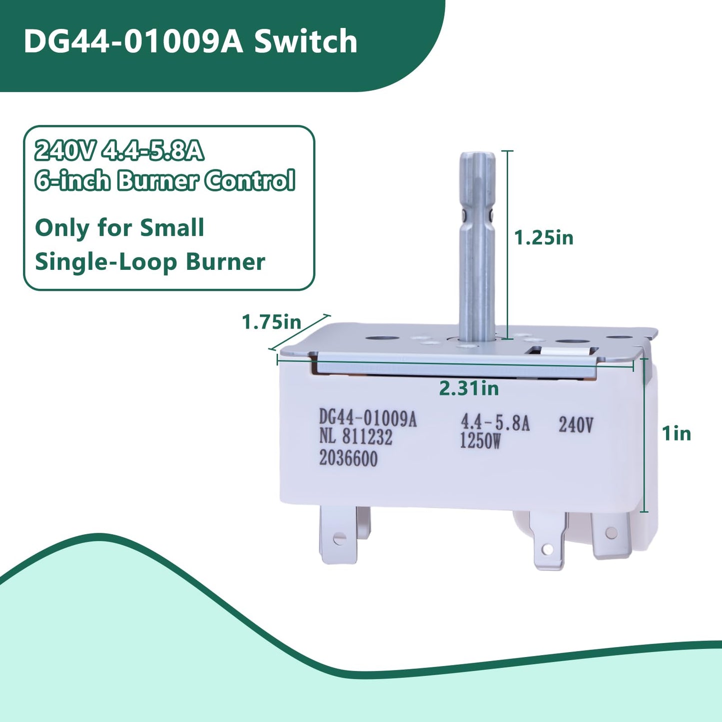 PAVIDANKER DG44-01009A Surface Element Burner Switch, Infinite Heat Control Replacement for Samsung Electric Range, Replaces AP5622587 PS4240807 3290424