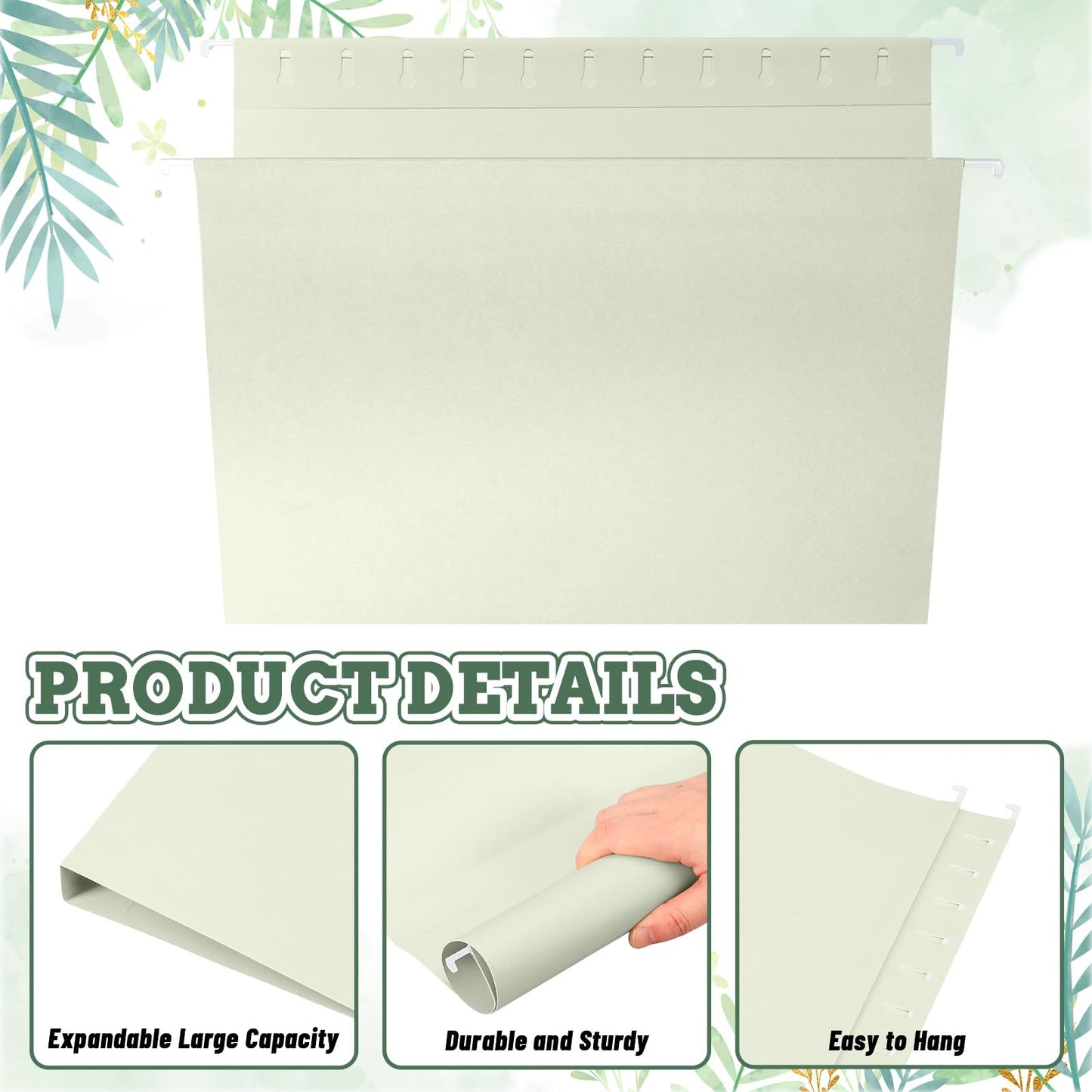 Whaline 36 Pack Sage Green Hanging File Folders Letter Size Solid Green File Pockets with Tab for Home Office Classroom Supplies, 9.2 x 12.8 Inch