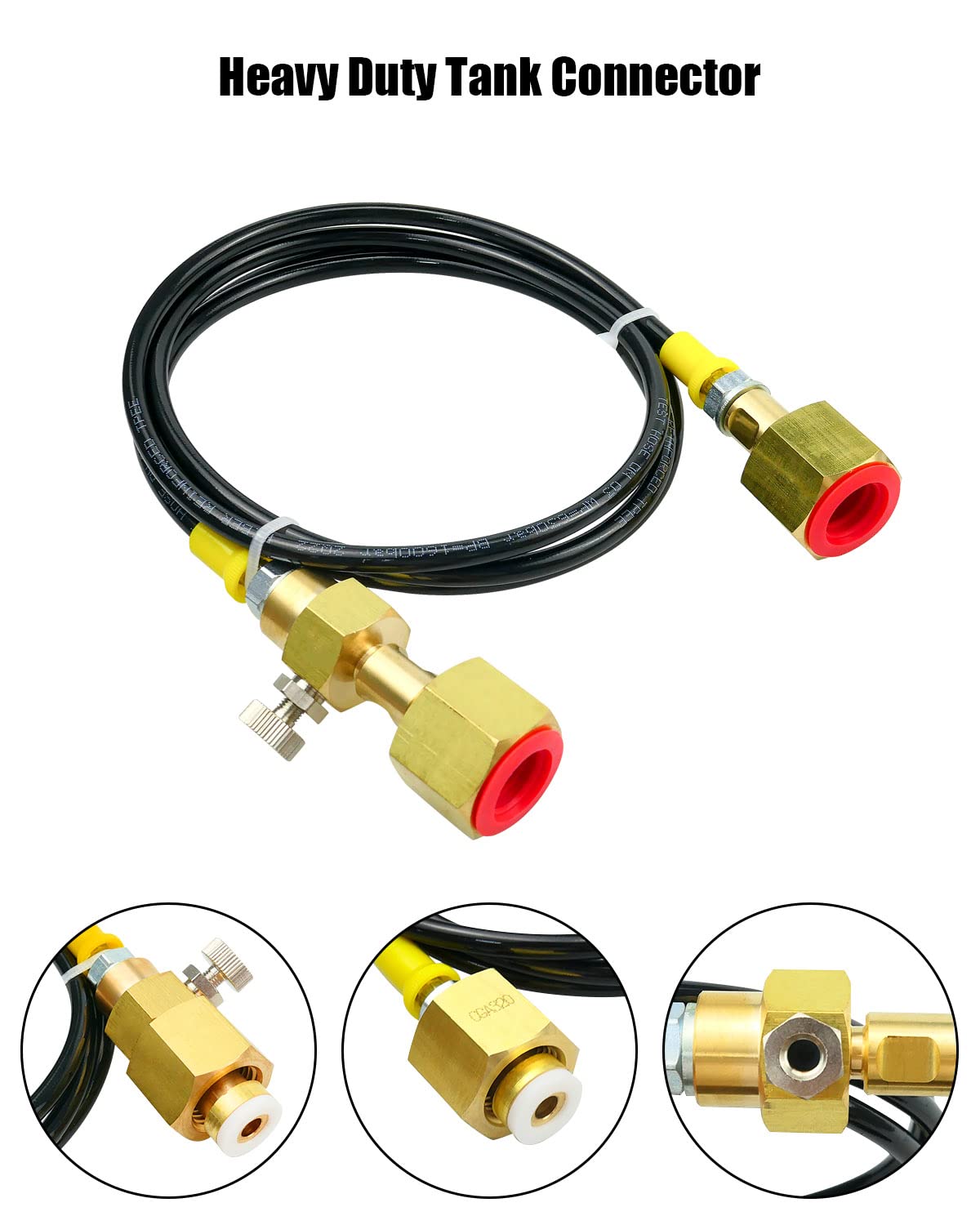 NTSUMI CO2 Tank Filling Station Charging Adapter with 60Inch Hose Fit for Filling Soda Machine CGA320 to CGA320 Threaded CO2 Tank
