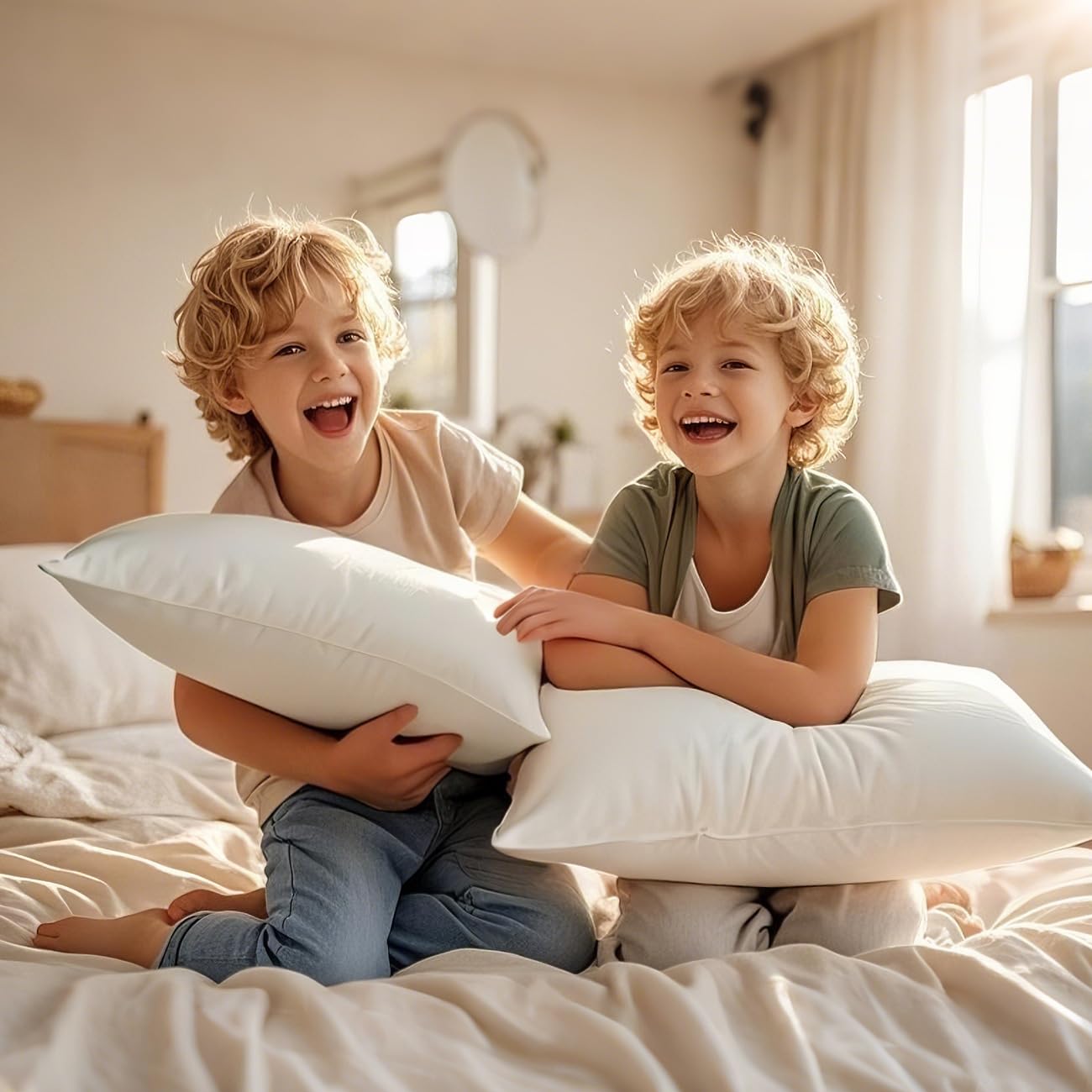 LOFE Organic Kids Pillow - 16x22 Toddler Pillow with 100% Organic Cotton Shell, 2 Pack Adjustable Loft Youth Pillow, Machine Washable Organic plilow, Soft, Perfect for Kids&Youth