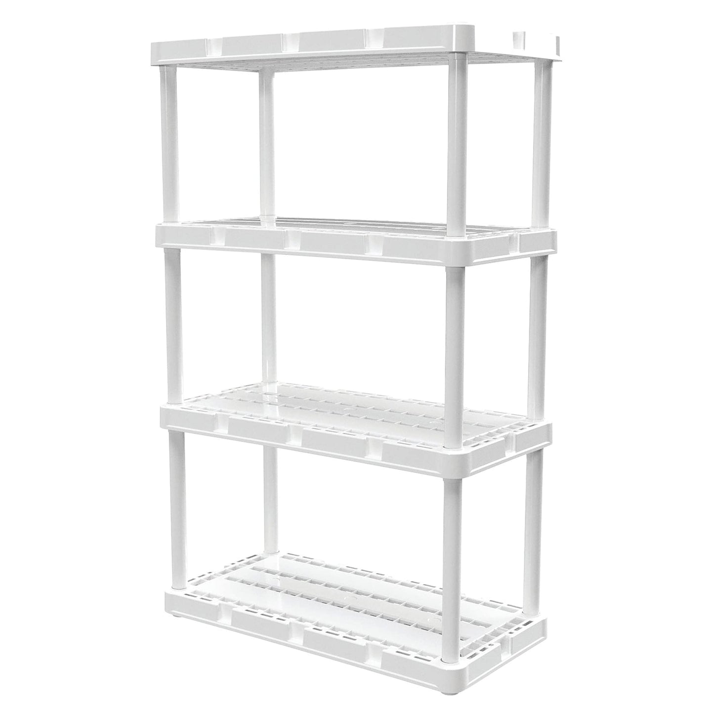 Gracious Living 2 Pack Light Duty Storage Shelves, Knect-A-Shelf 4-Shelf Ventilated Shelving Rack Organizer for Home, Garage, Basement & Laundry, White