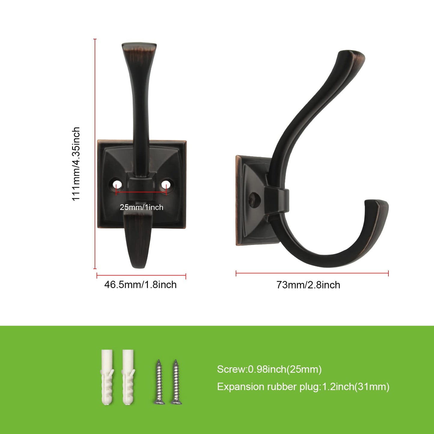 TUNNY 10 Pack Antique Design Wall Hanging Coat Hooks - Oil-Rubbed Bronze Coat Hooks Towel Hook for Entry Shoe Cabinet, Wardrobe Bathroom Bedroom Furniture Hardware