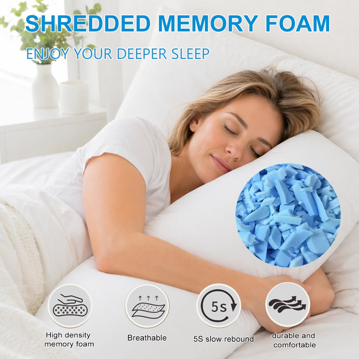 GUBFFON Bean Bag Filler 20lbs - Shredded Memory Foam Refill, Soft & Supportive Stuffing for Bean Bag Chair, Couch, Cushion, Dog Bed, Punching Bag, Pillow & Crafts