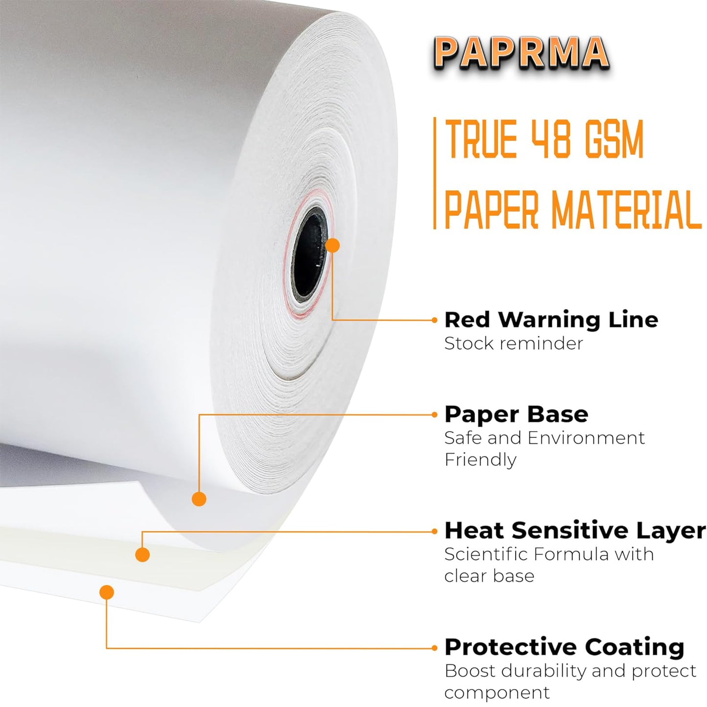 3 1/8'' x 230ft Thermal Paper Receipt Rolls, PAPRMA Thermal POS Paper Cash Register Paper Rolls for Credit Card Machine (20 Rolls)
