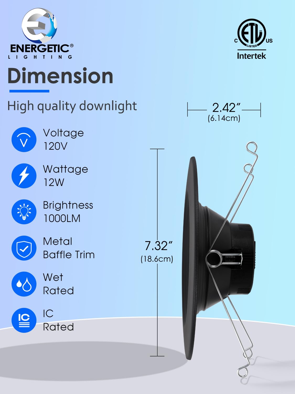 12 Pack 5/6 Inch 5CCT Black LED Recessed Lighting Retrofit, 2700K/3000K/4000K/5000K/6500K Selectable, Dimmable Can Lights with Baffle Trim, 12W=150W, High Brightness 1000LM, Wet Rated, ETL Certified