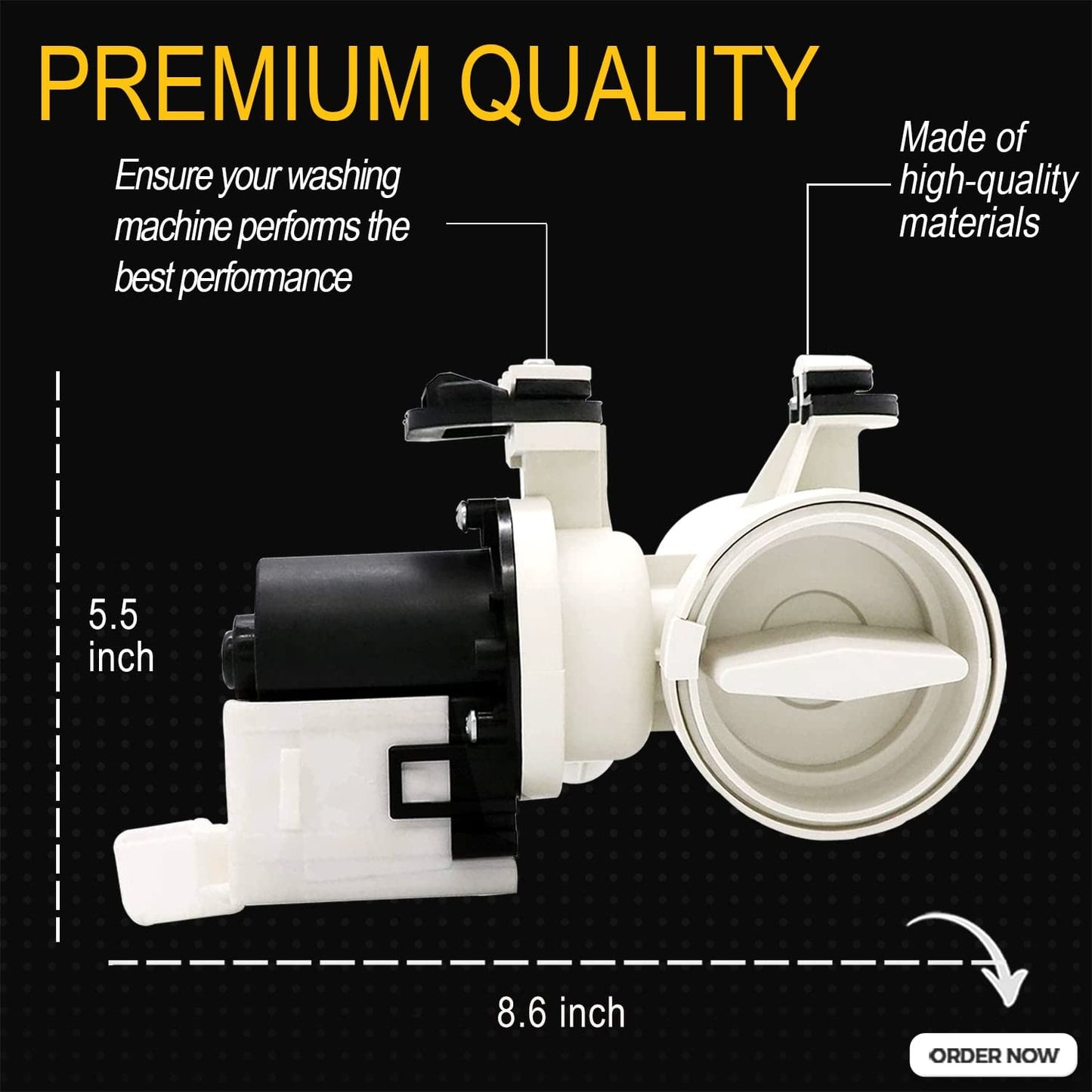 2026 UPGRADED W10130913 W10730972 Washer Drain Pump Compatible with Whirlpool Kenmore Washer - Replaces 8540024 W10117829 W10183434 AP4308966 PS1960402 WPW10730972V