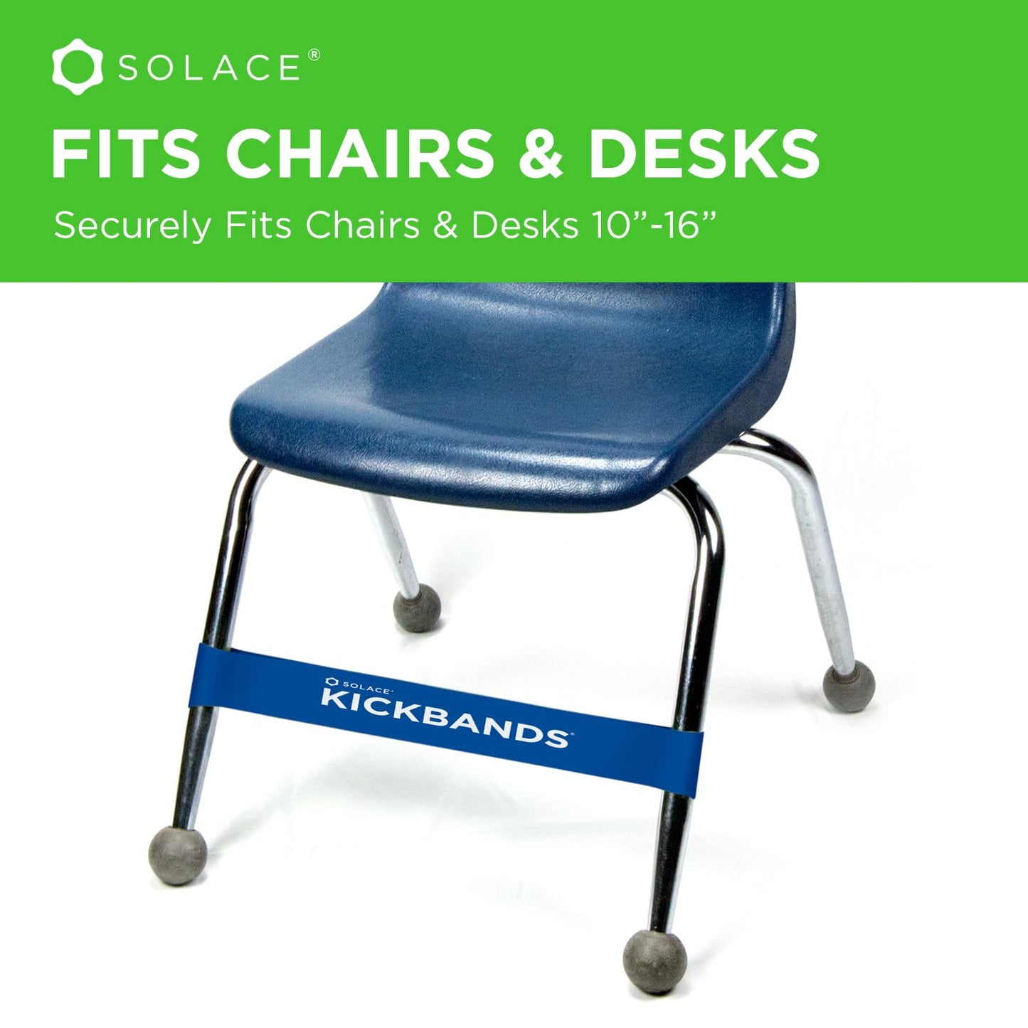KICK BANDS Chair Bands for Kids with Fidgety Feet 24-Pack - ADHD Fidget Kickbands for Classroom Chairs & Desks - Solace Sensory Kickband (RAINBOW)