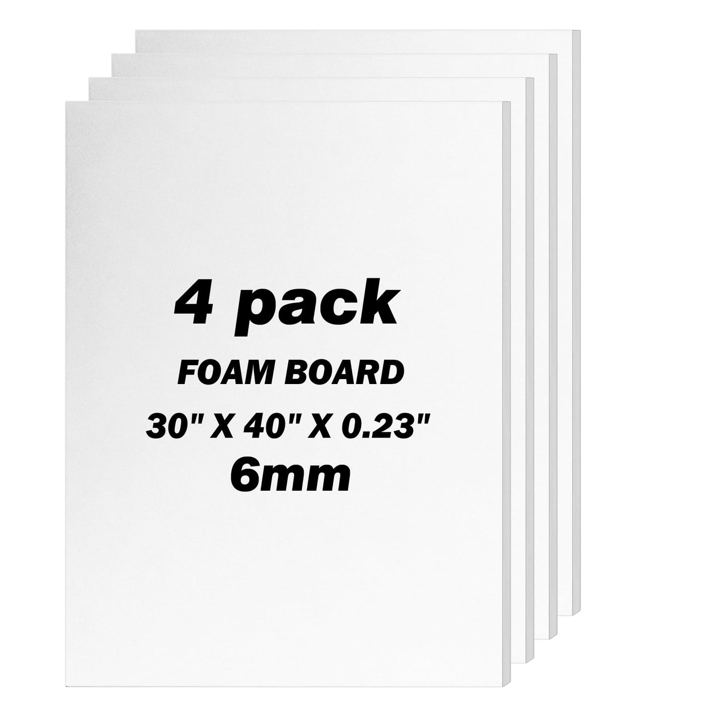 Julonova 4 Pack Foam Board 30"x40", 0.23" White Poster Board, Acid-Free Double Sided Foam Core Board for Presentation Art, Display, Office, School Projects, Crafting, Sign Making