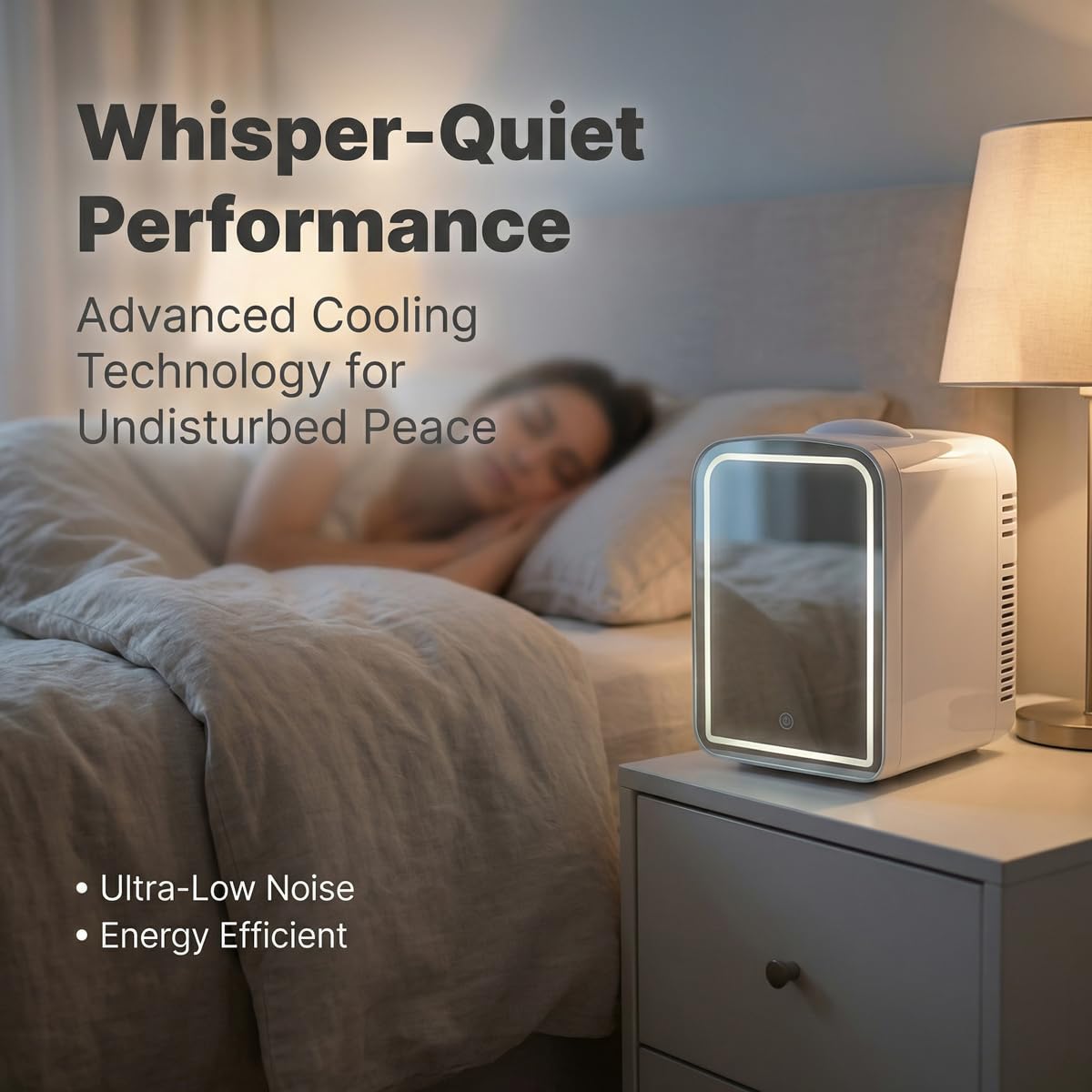 Lispin Skincare Fridge With Dimmable LED Light Mirror, 4L Makeup Mini Fridge for Bedroom, Car, Office & Dorm, Portable Small Refrigerator for Cosmetics, Skin Care and Food